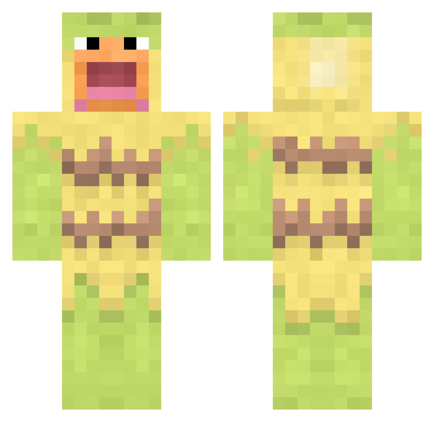 OlTopia Minecraft skin, front and back view