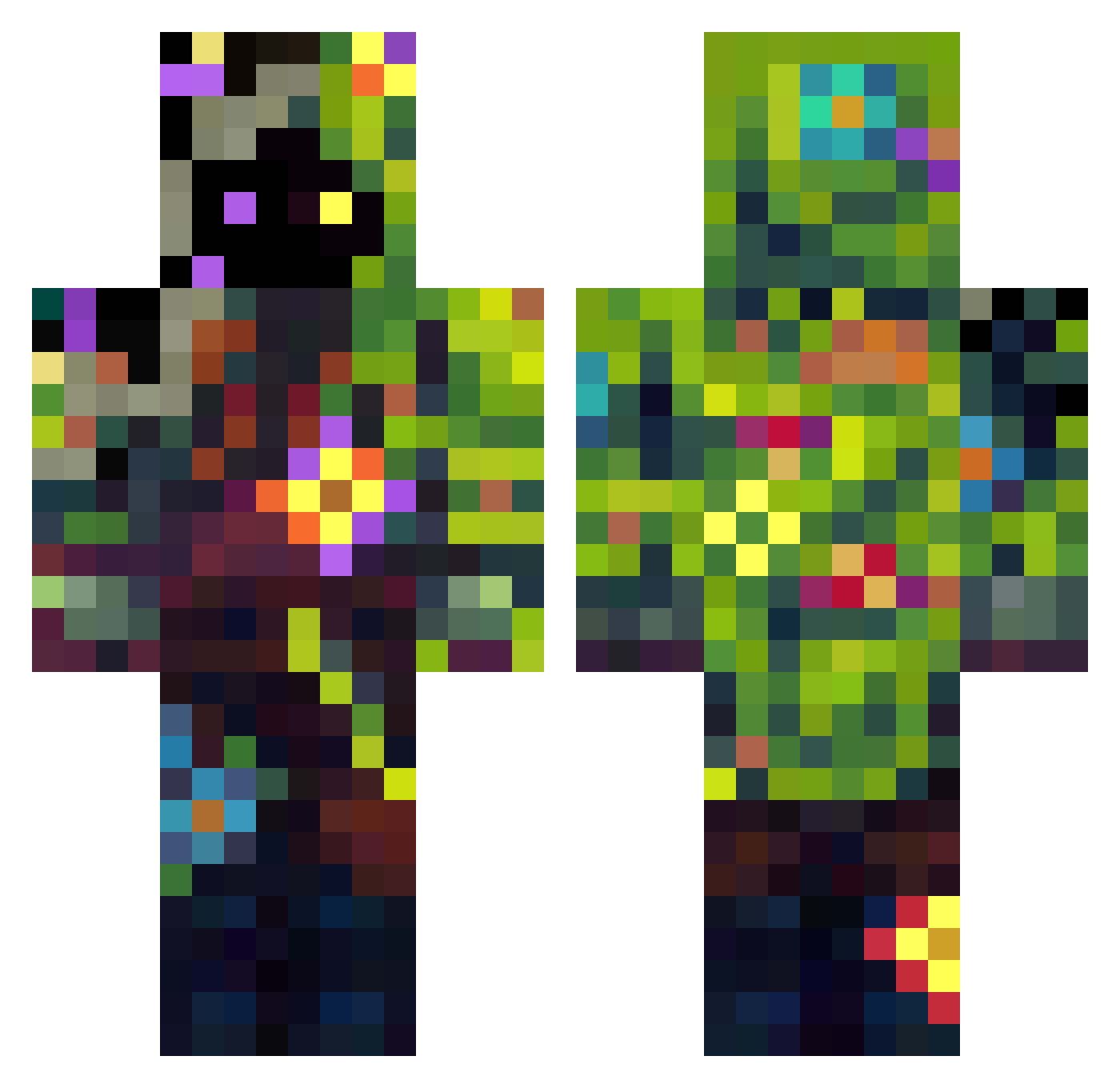 Shadowed_One Minecraft skin, front and back view