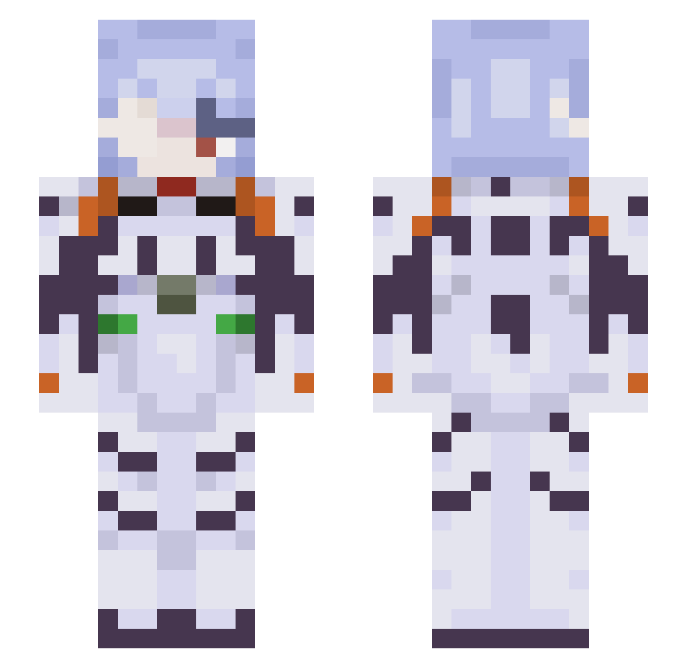 mercygiven Minecraft skin, front and back view