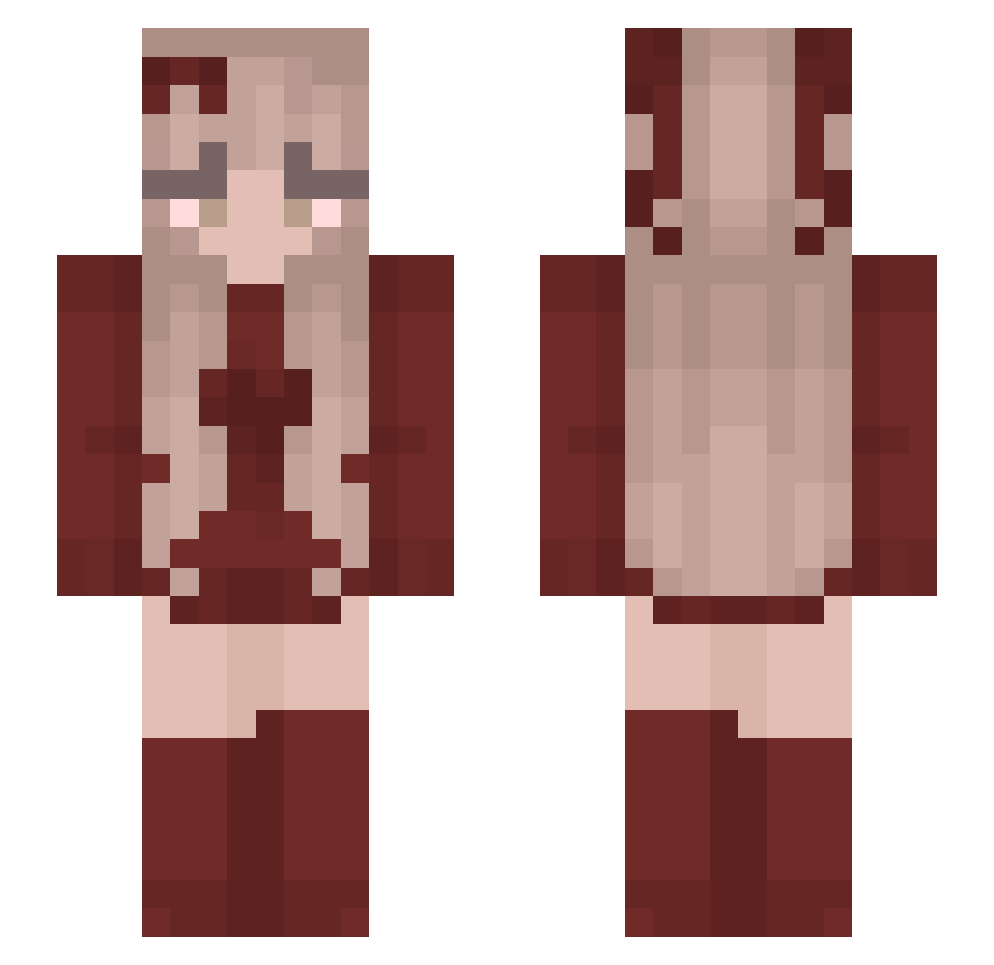 spmmie Minecraft skin, front and back view