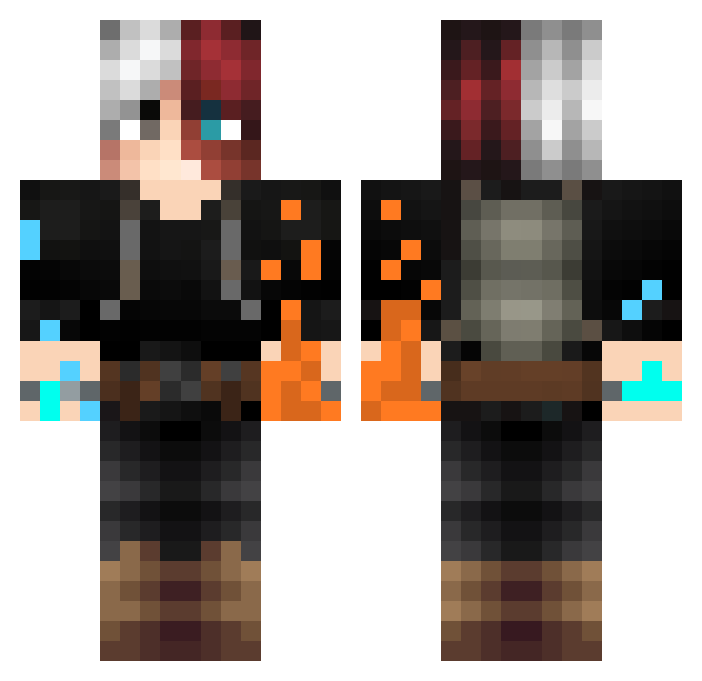Aeezadis Minecraft skin, front and back view