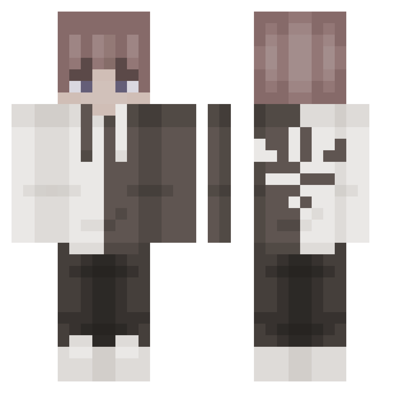 ReverseWired Minecraft skin, front and back view