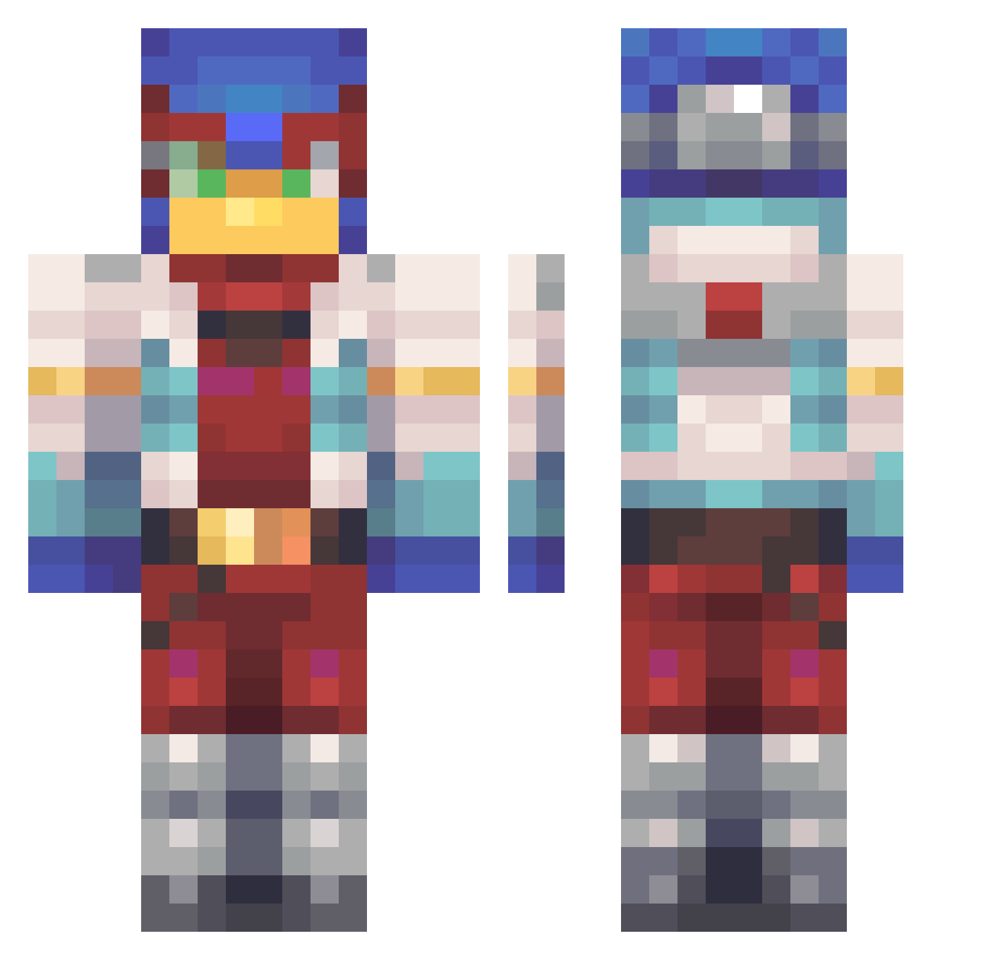 Dolloff Minecraft skin, front and back view