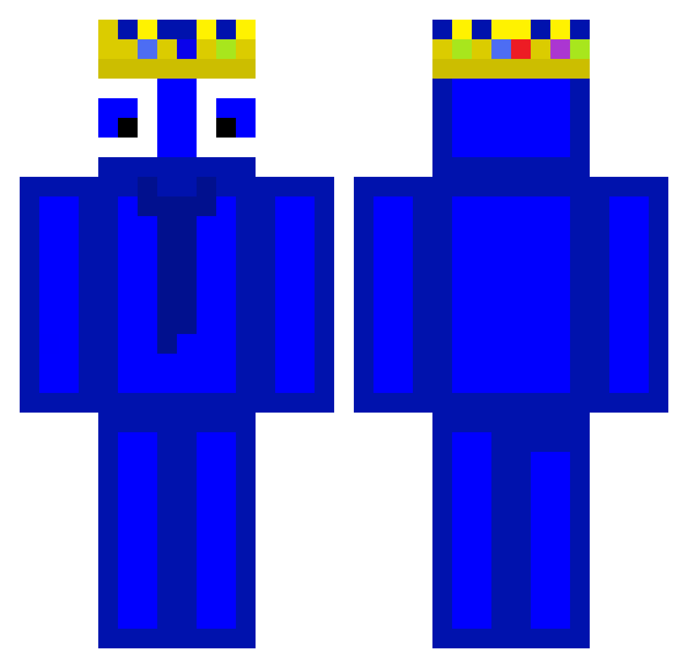 Couchpotatojack Minecraft skin, front and back view