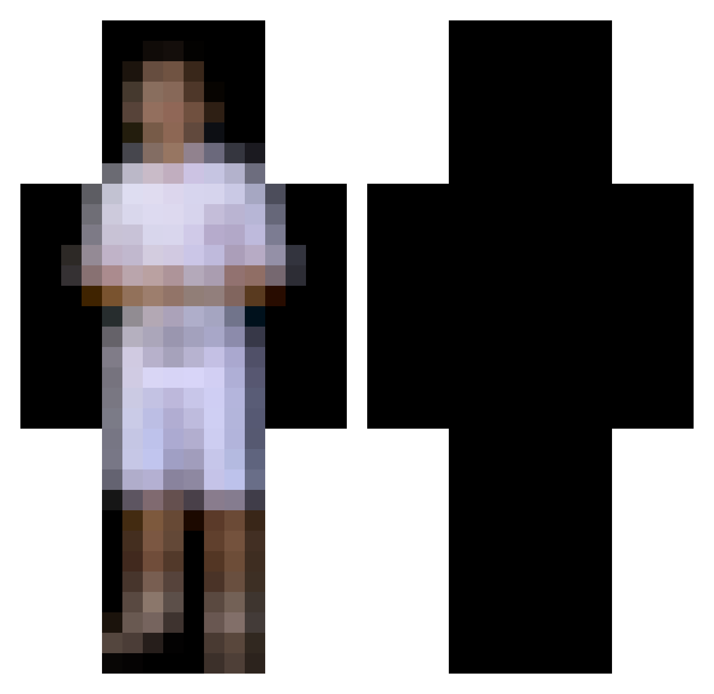 Roll1 Minecraft skin, front and back view