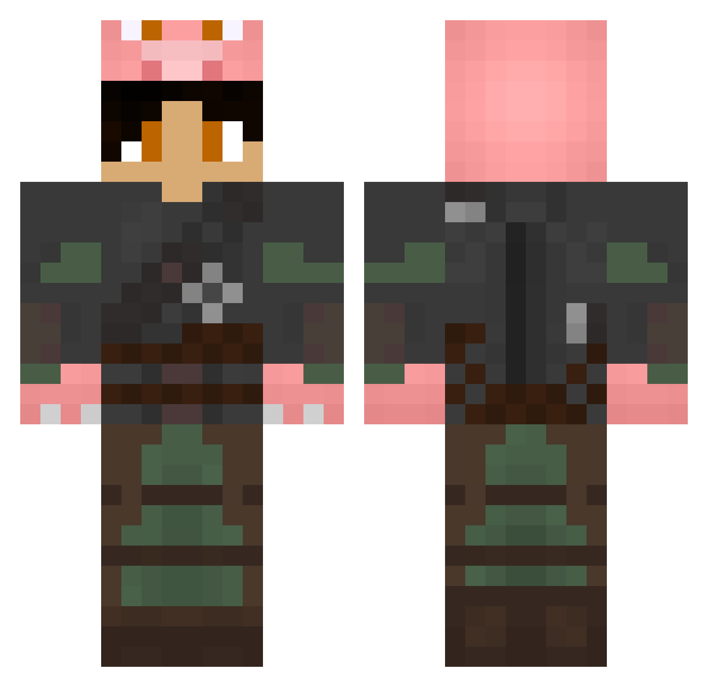 EarthHead Minecraft skin, front and back view
