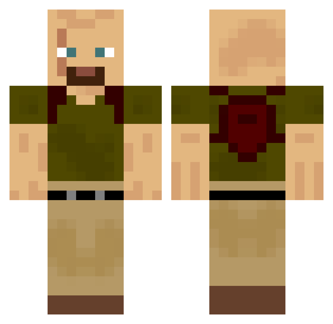 Sikes Minecraft skin, front and back view