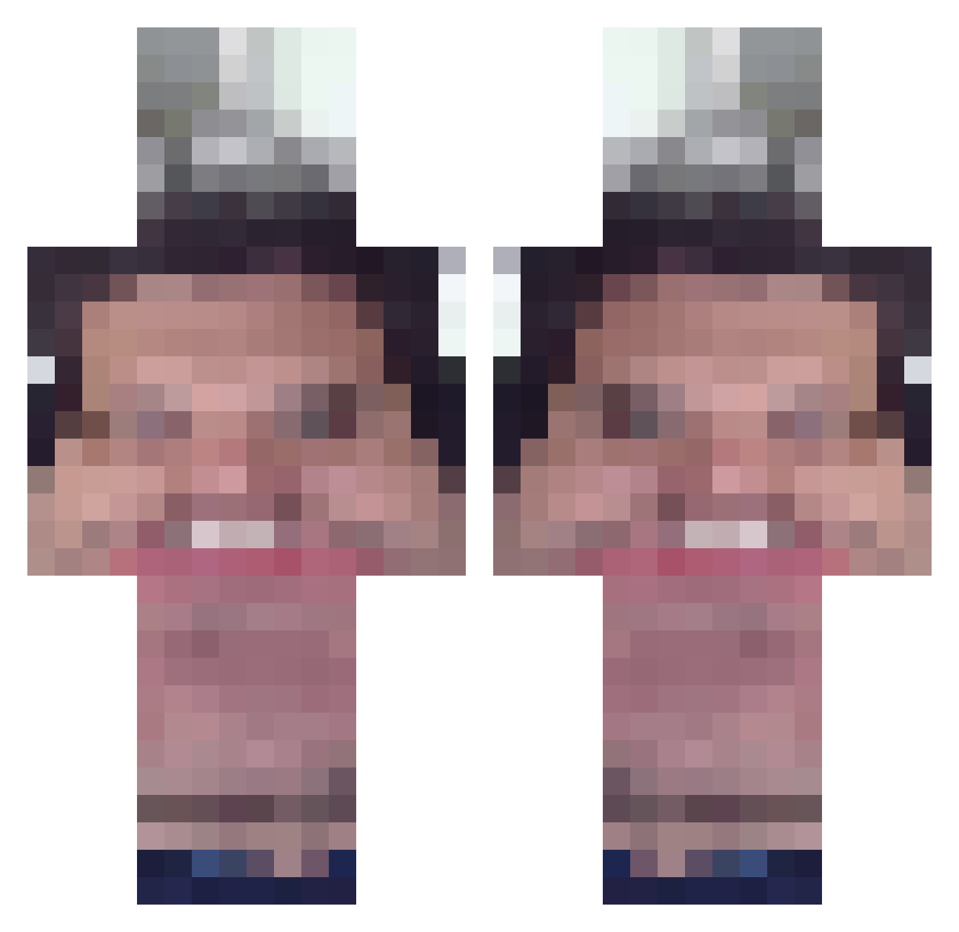 ViTerugo Minecraft skin, front and back view