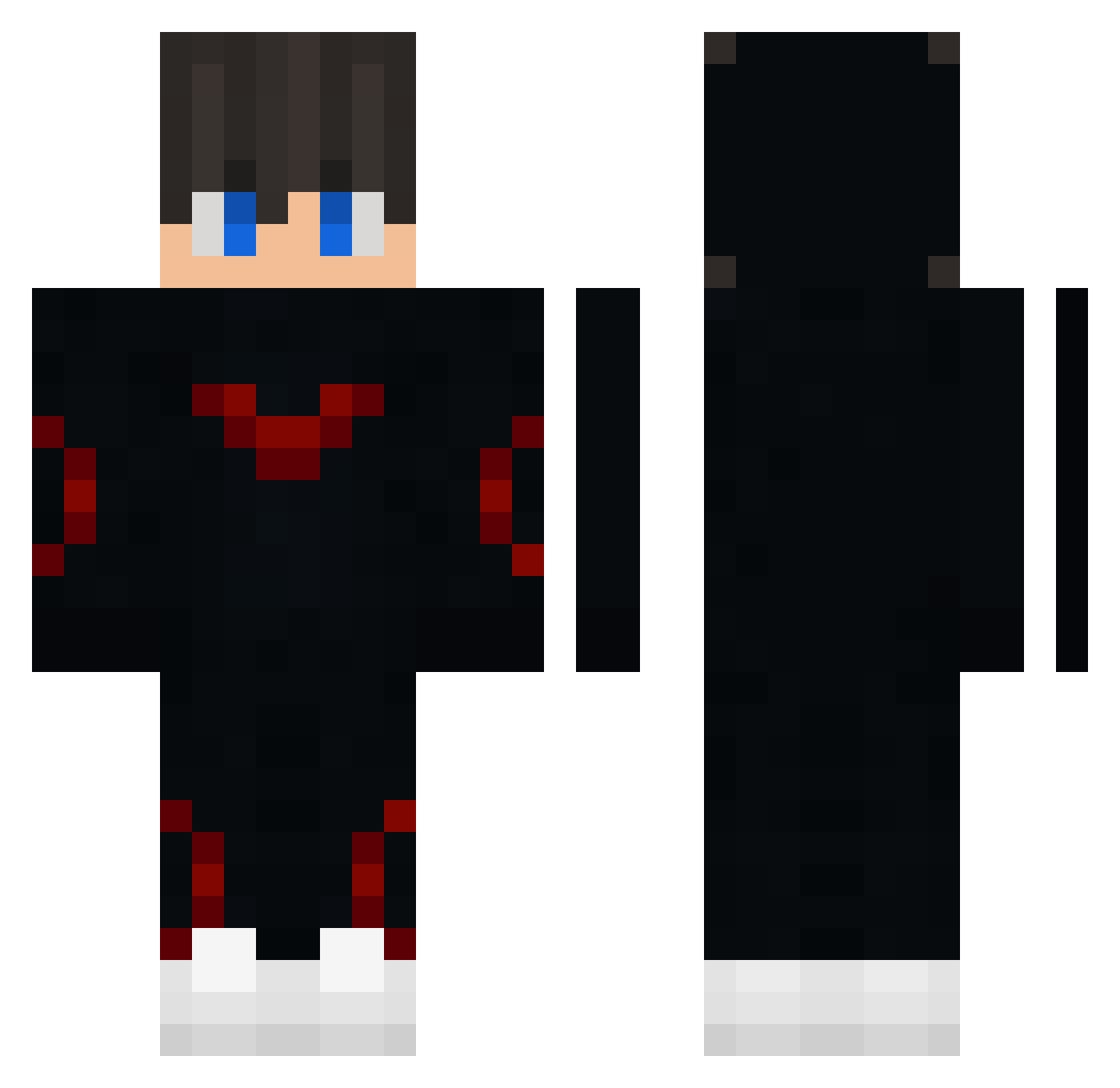 Xilef Minecraft skin, front and back view