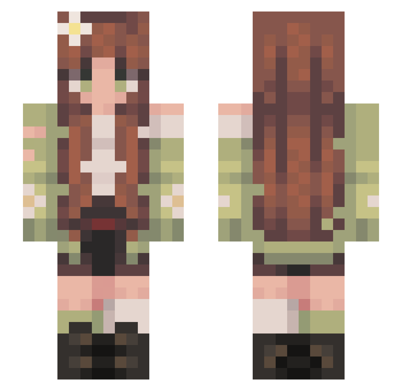Bombaclat787 Minecraft skin, front and back view