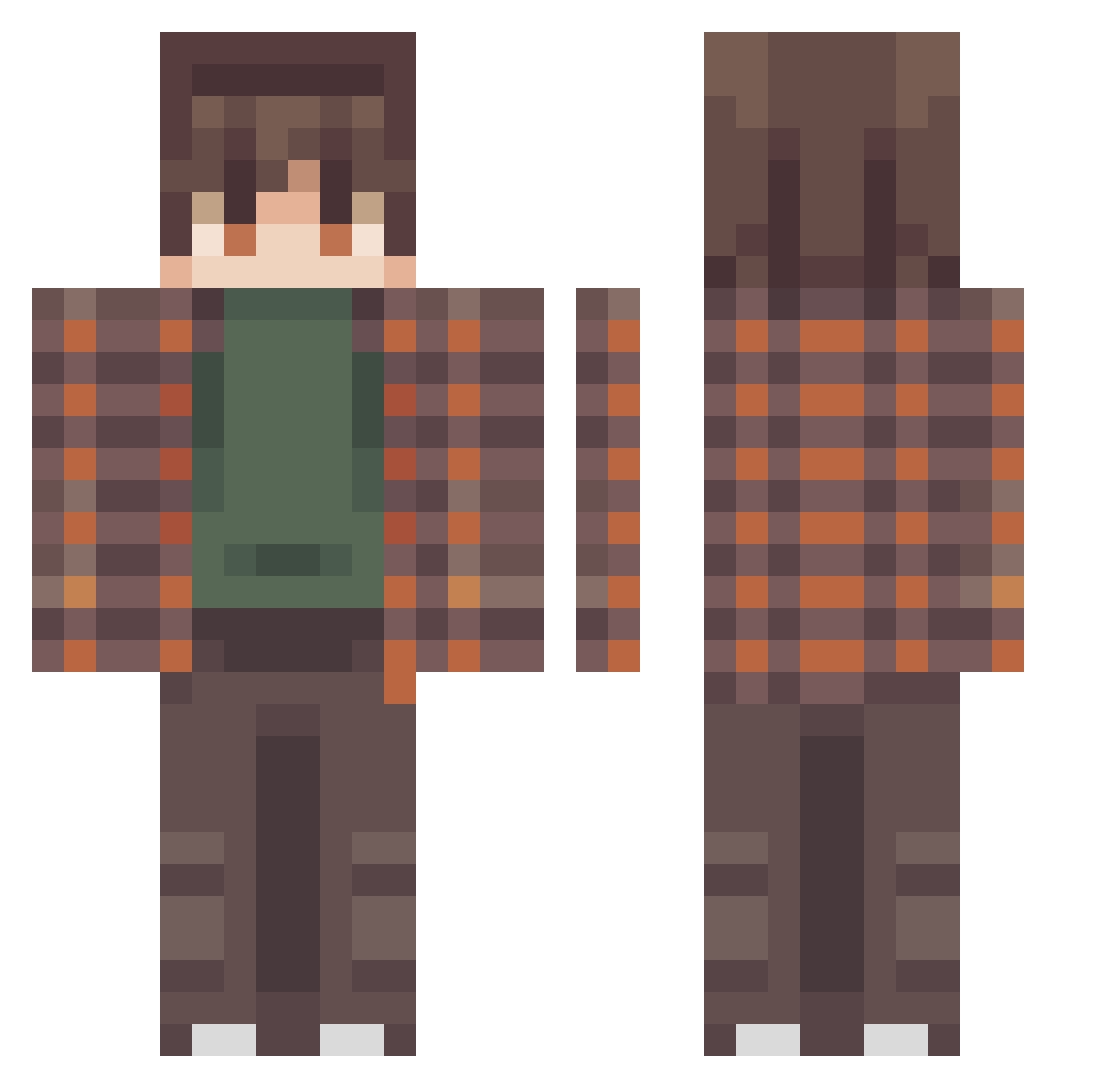 ThaDerpyDude Minecraft skin, front and back view
