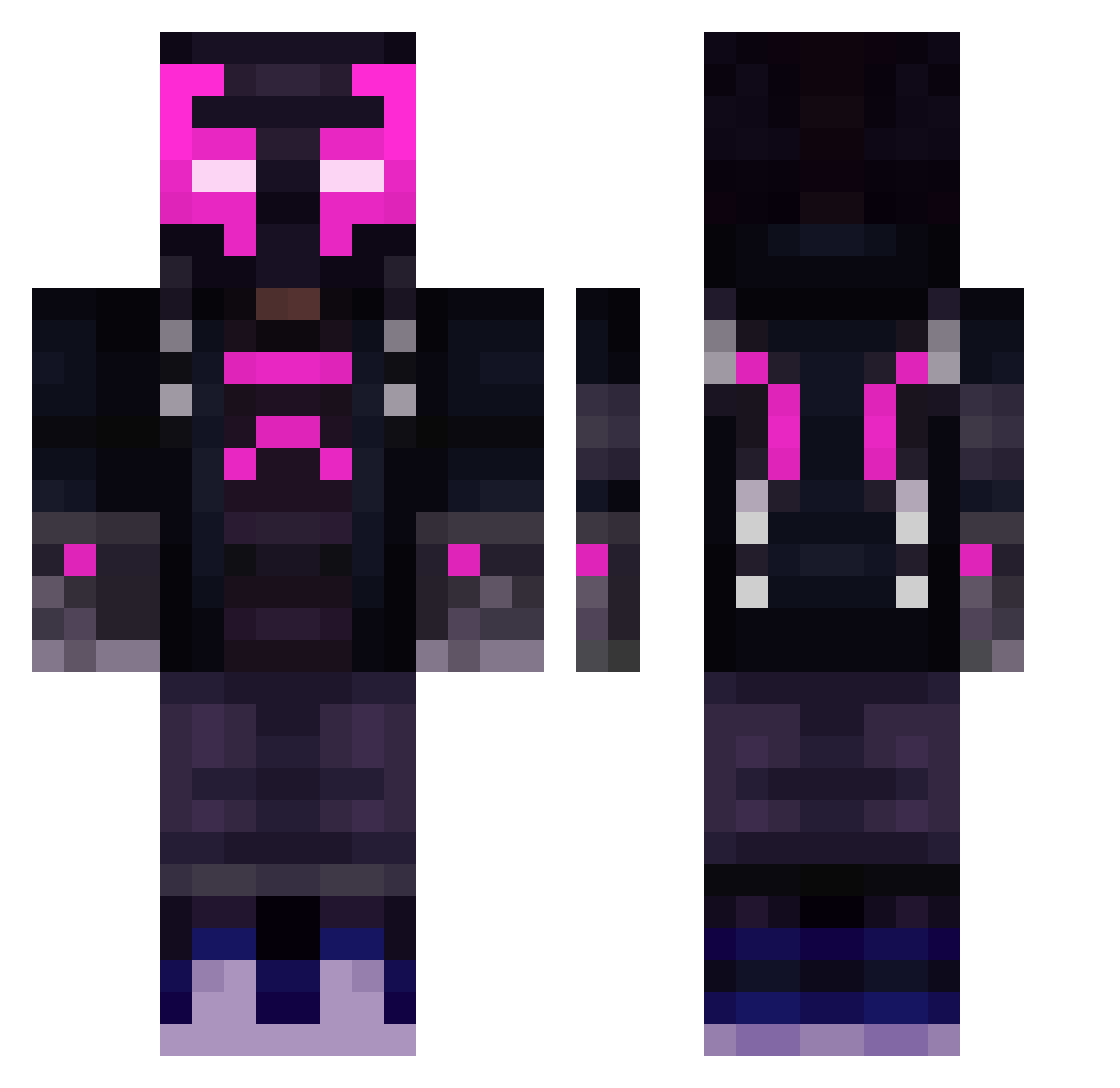 BlackSam28 Minecraft skin, front and back view