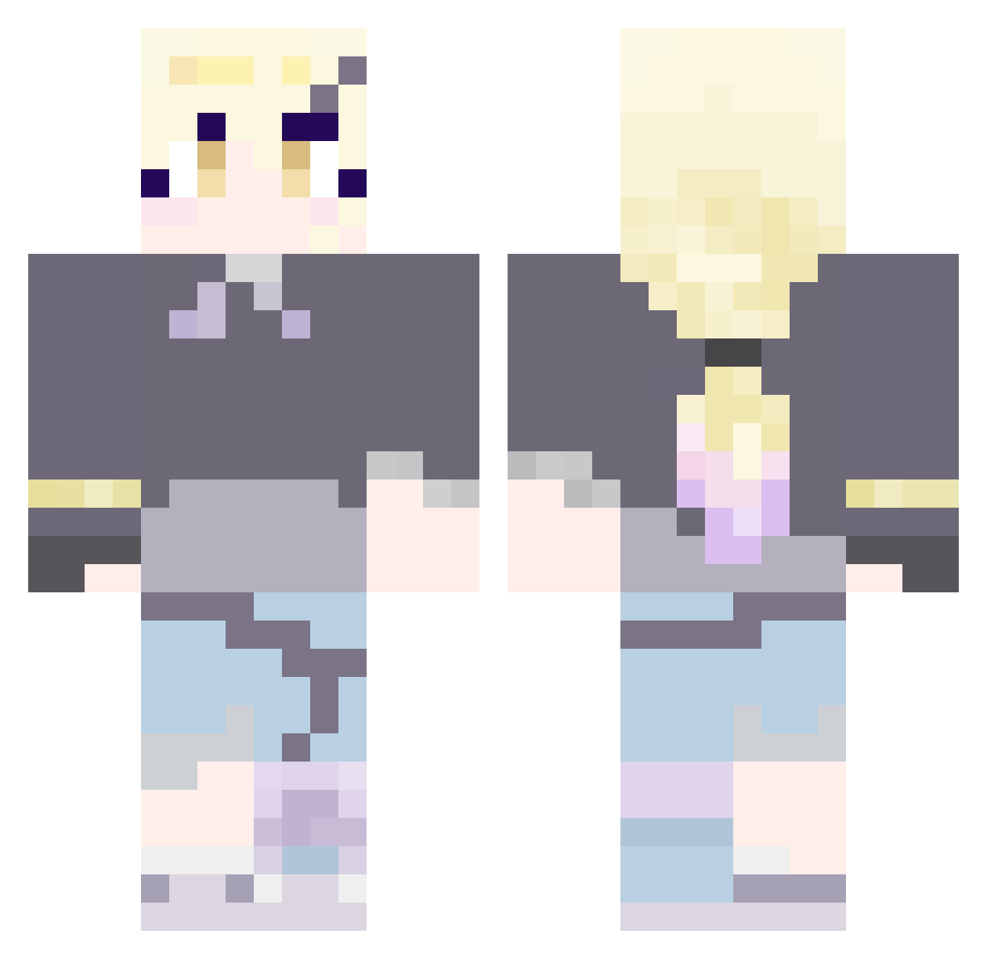 SunnyGem13 Minecraft skin, front and back view