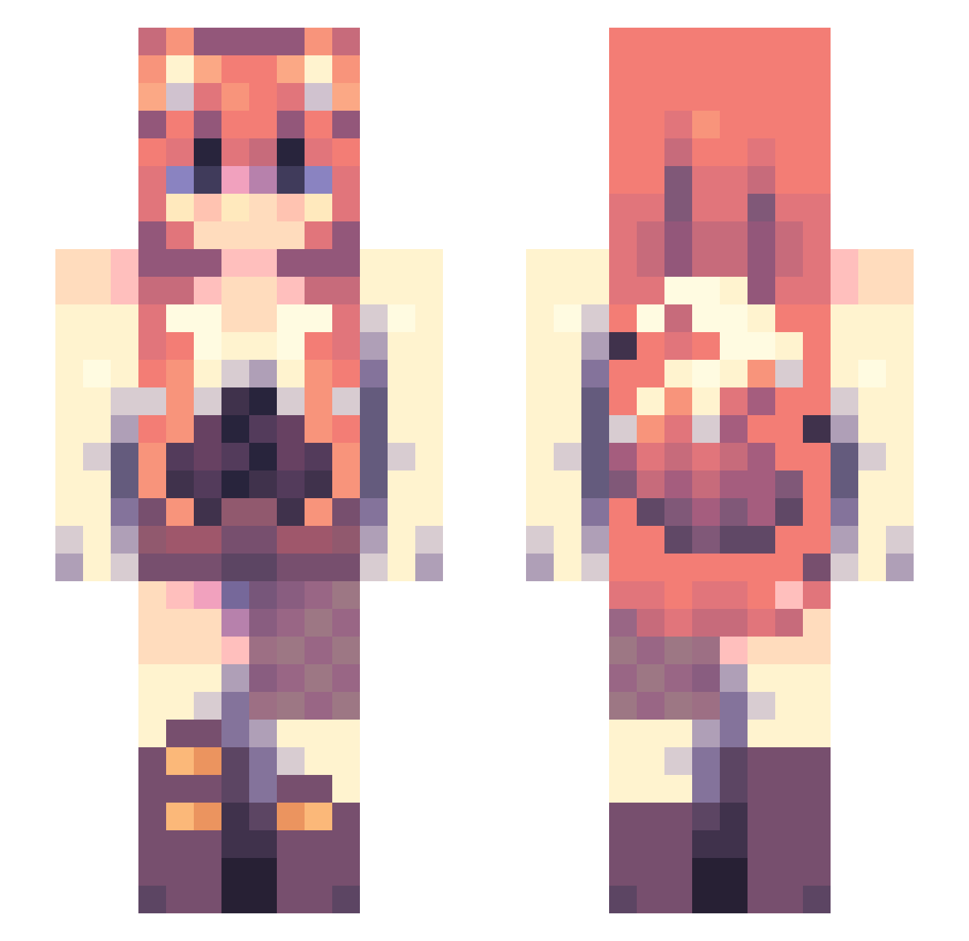snowing_Miho Minecraft skin, front and back view