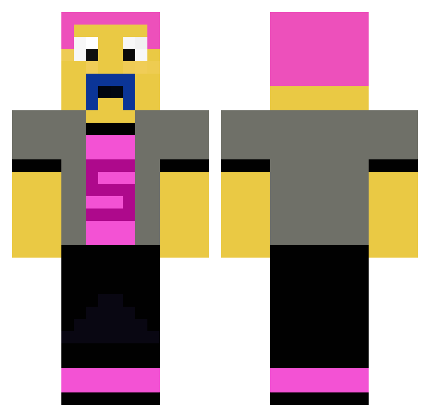 VerticalSync Minecraft skin, front and back view