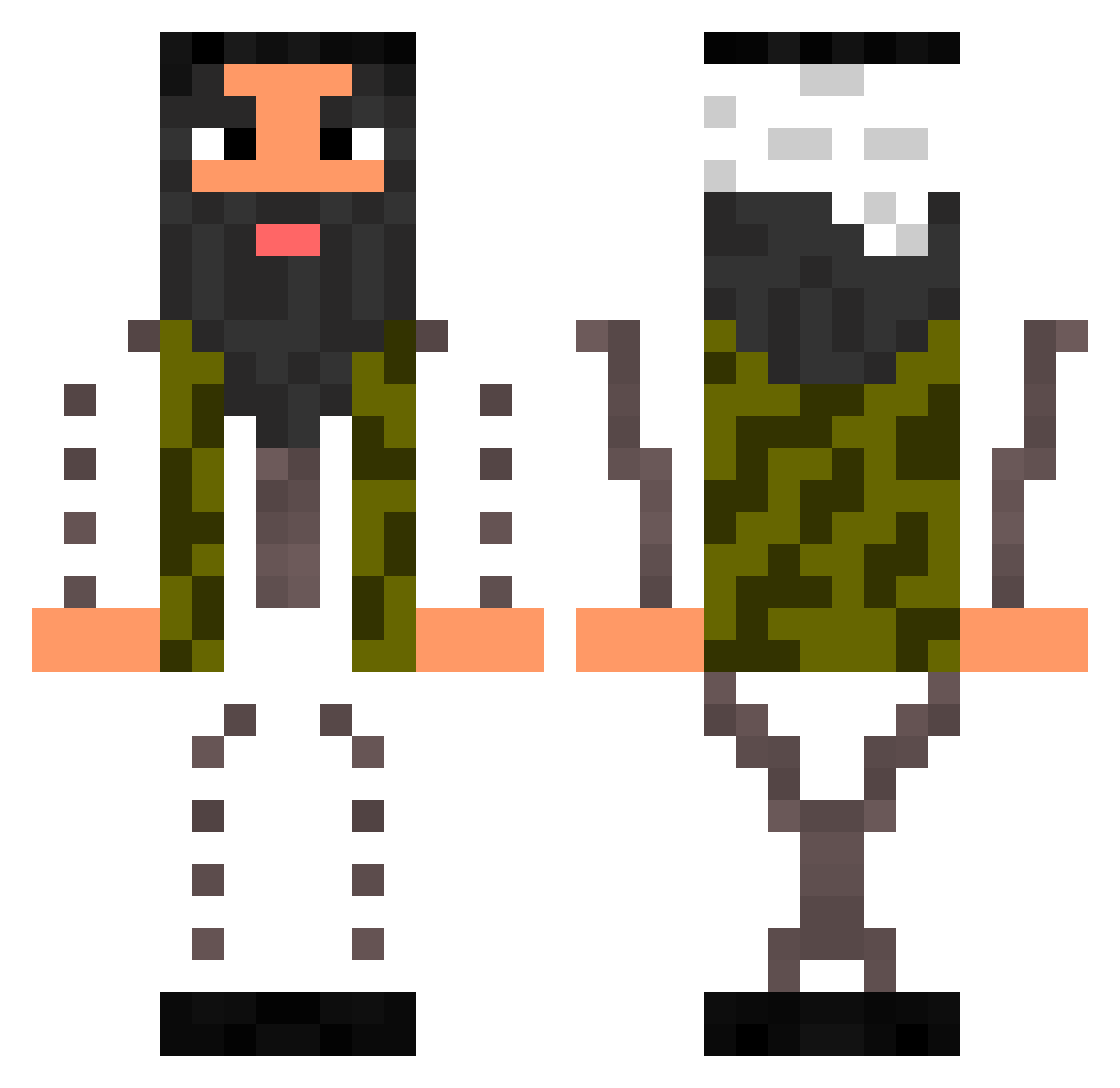 AdinMocro Minecraft skin, front and back view