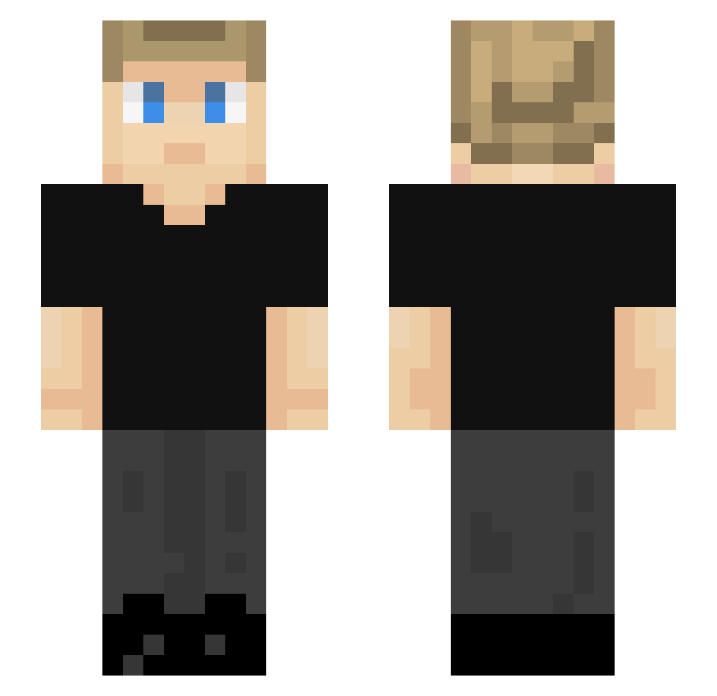 e2xly Minecraft skin, front and back view