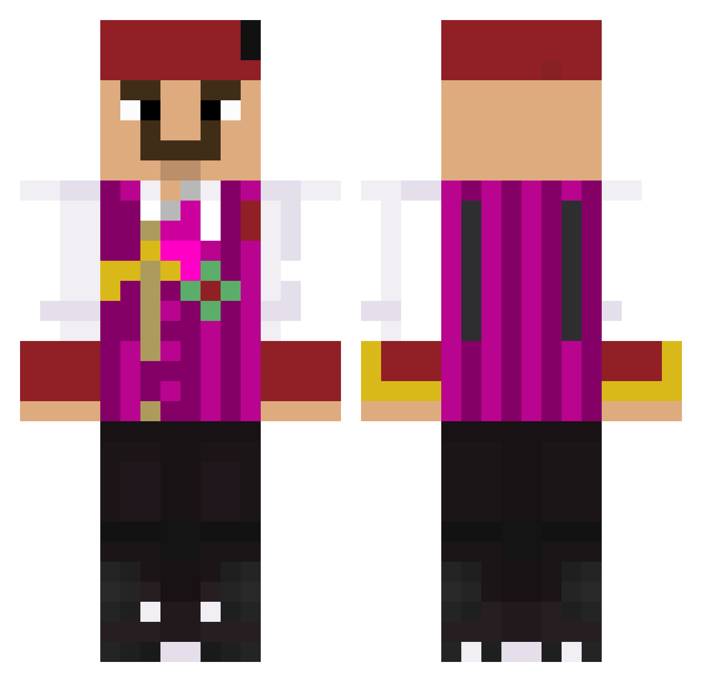SirenPasha Minecraft skin, front and back view