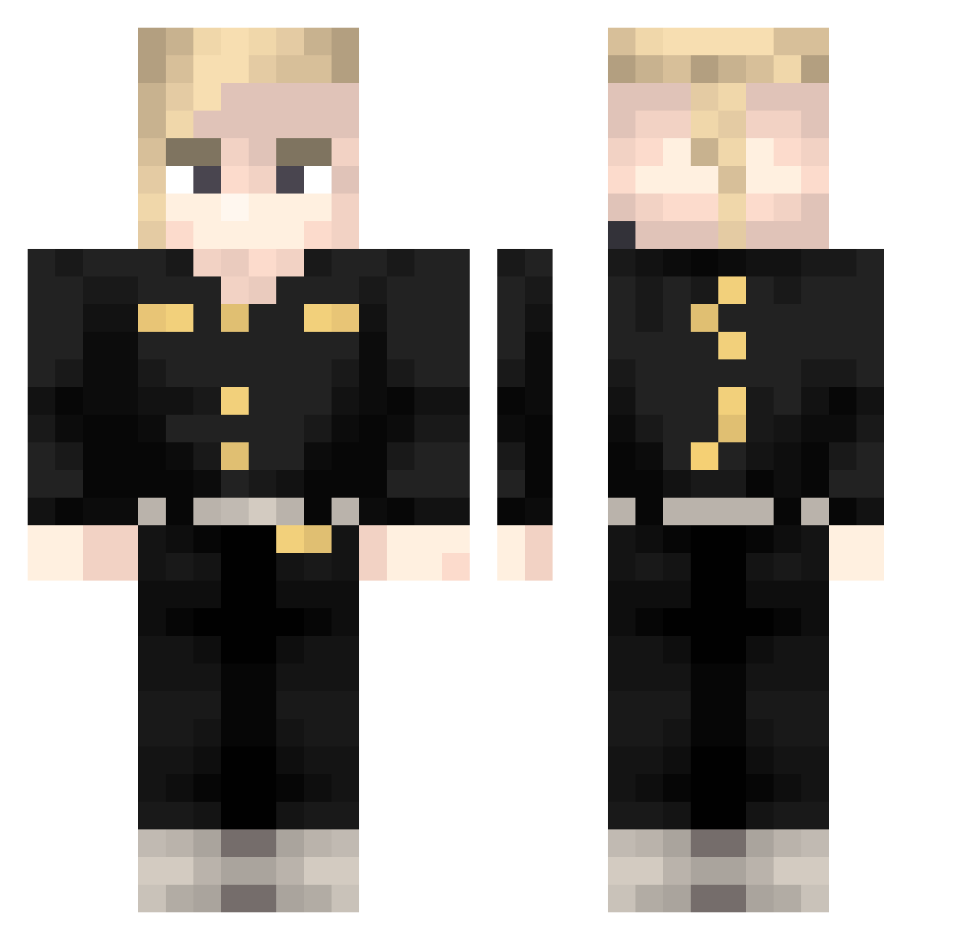 Kiiitsune Minecraft skin, front and back view