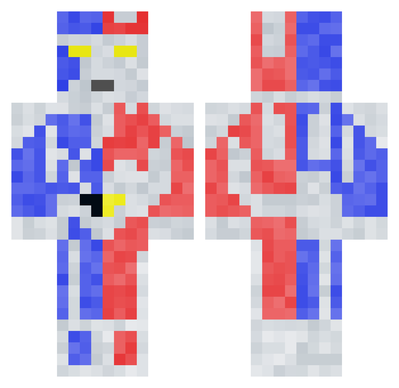 Macarism Minecraft skin, front and back view