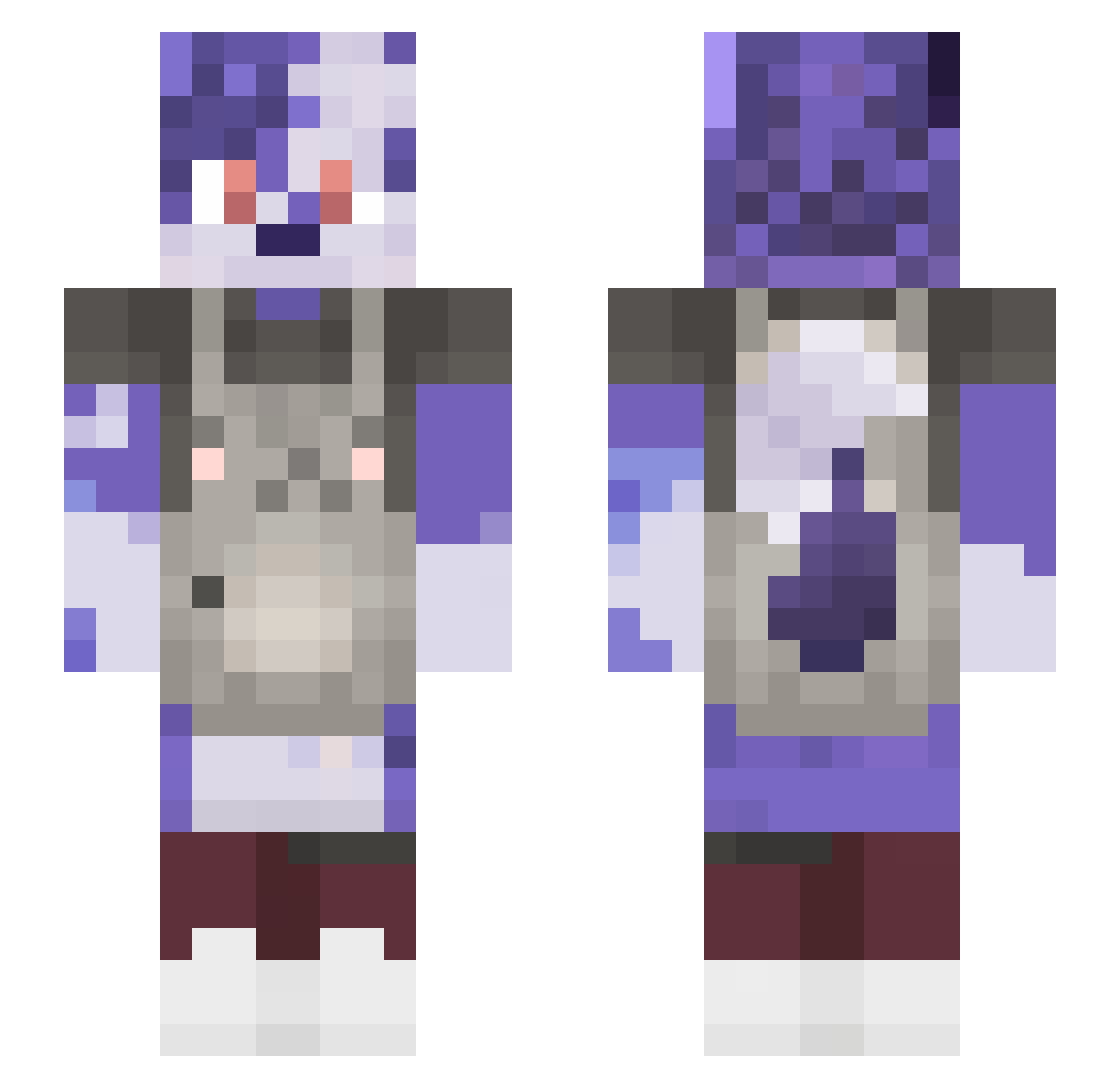 PepperPotPuppy Minecraft skin, front and back view