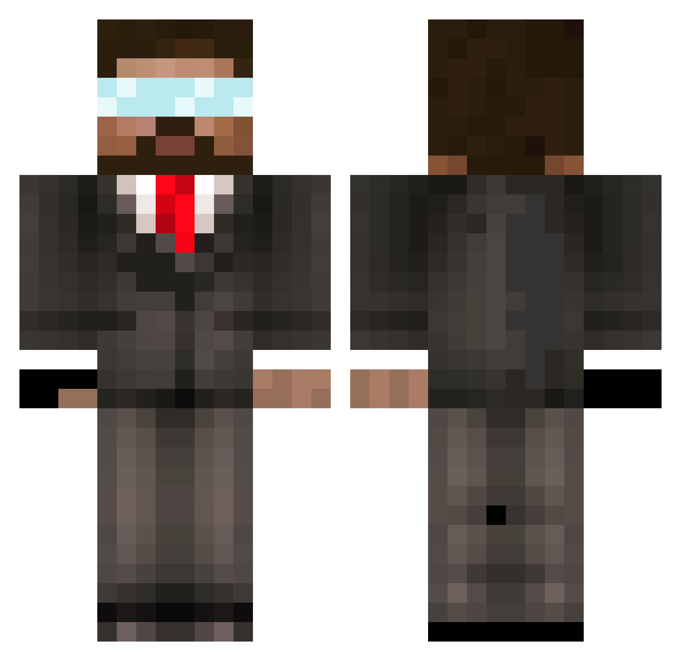 SimplePercent Minecraft skin, front and back view