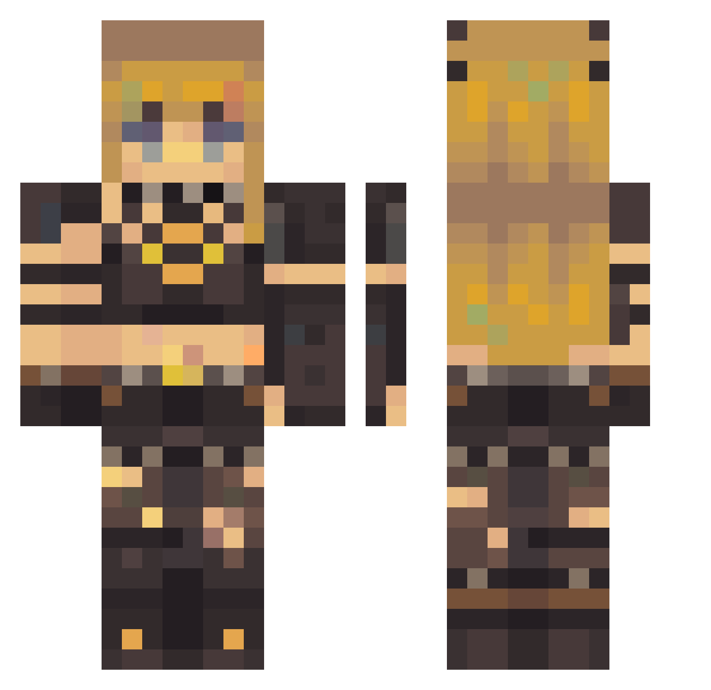 Hoxdown Minecraft skin, front and back view