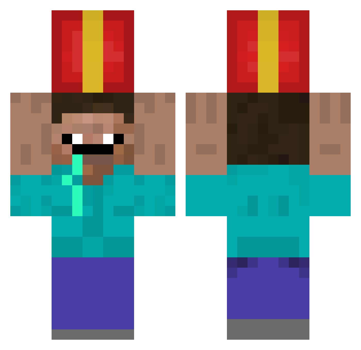 Nammynoob Minecraft skin, front and back view