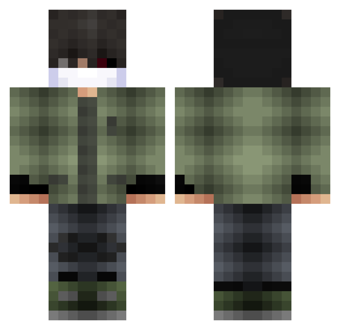 TheGuyInShorts Minecraft skin, front and back view