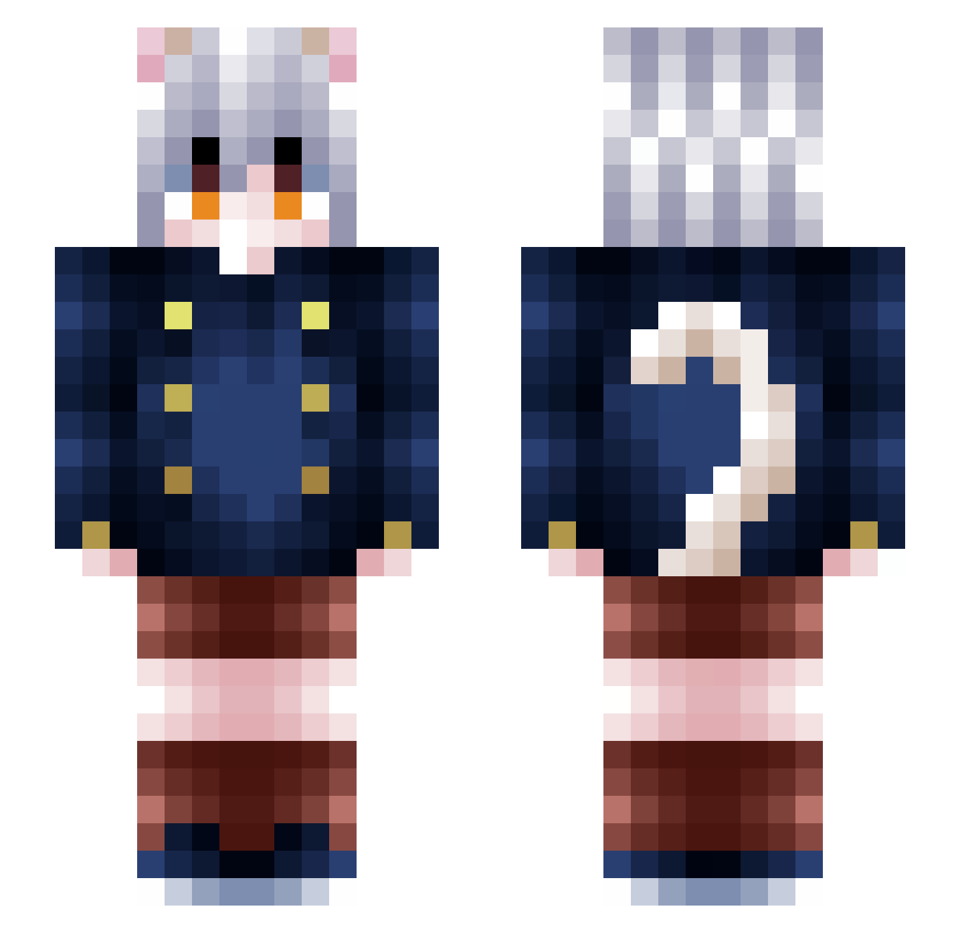 _pinkytoe Minecraft skin, front and back view