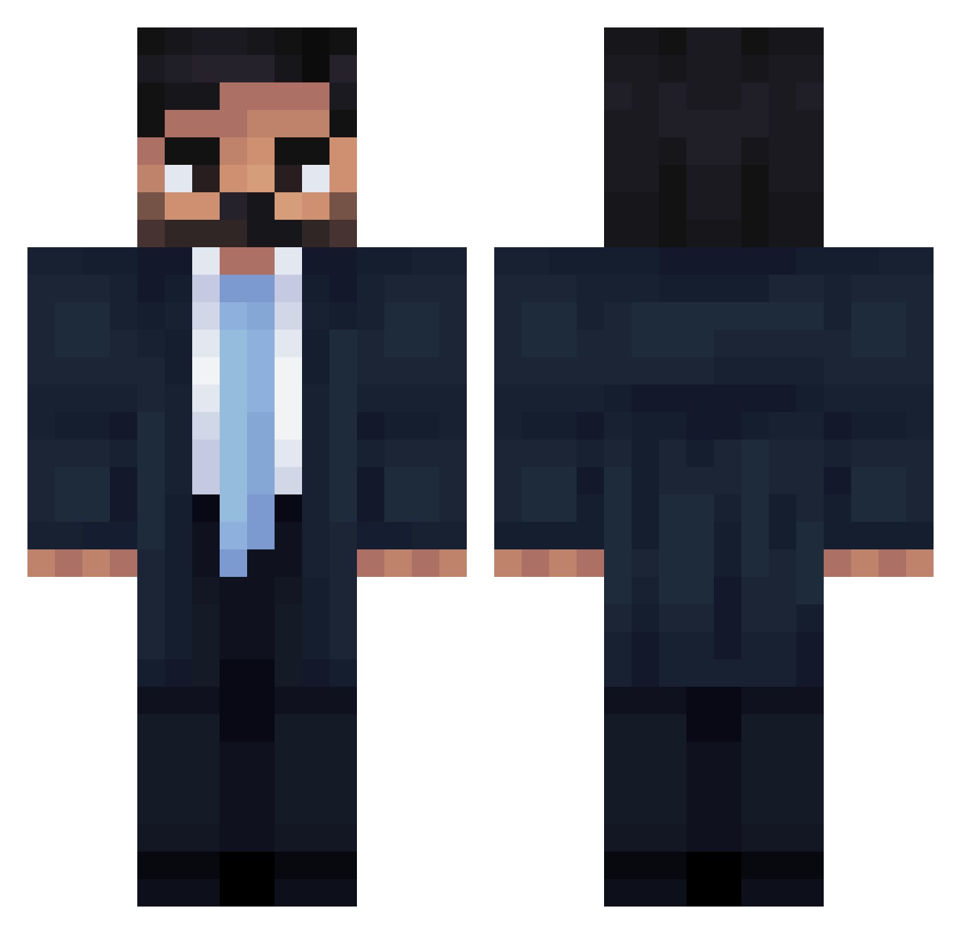SpaaaceCore Minecraft skin, front and back view