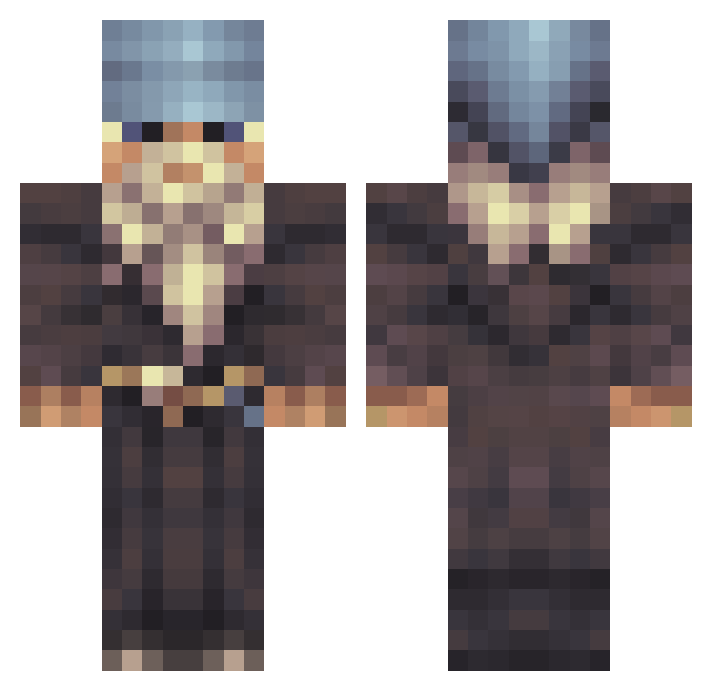 Paradisial Minecraft skin, front and back view