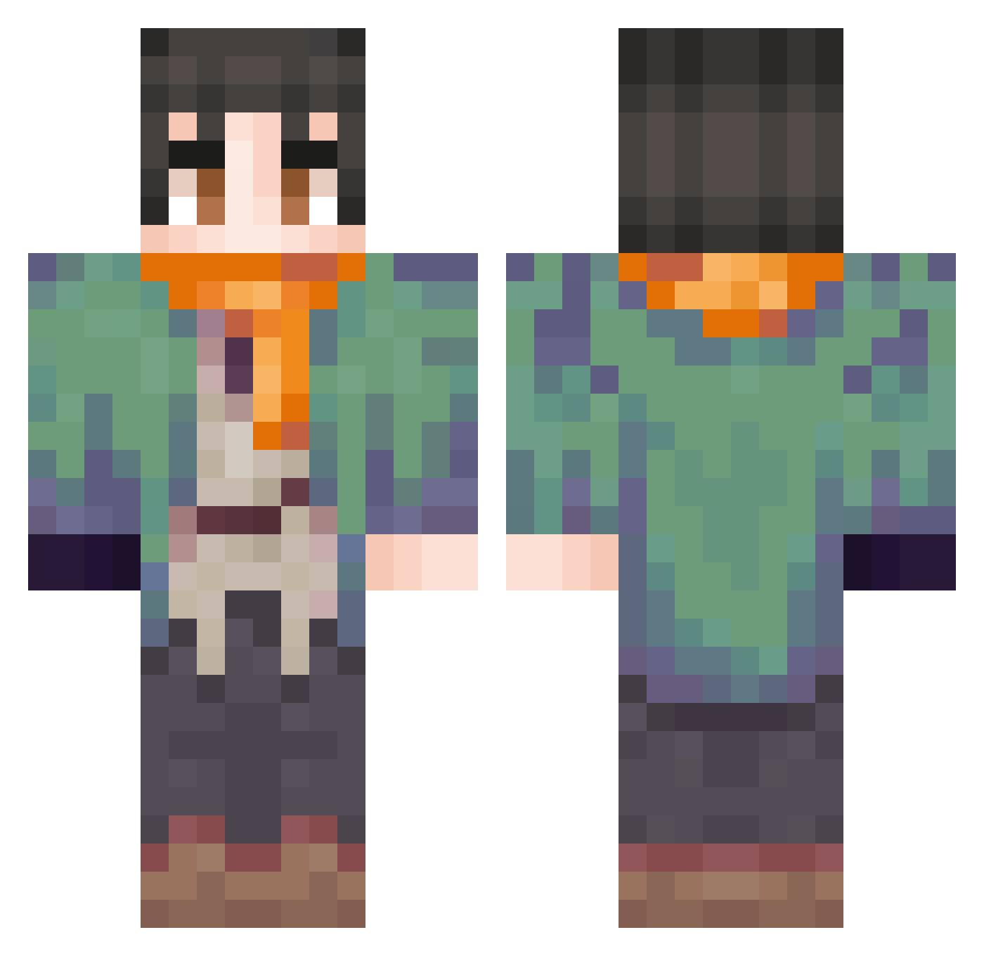 vtsu Minecraft skin, front and back view