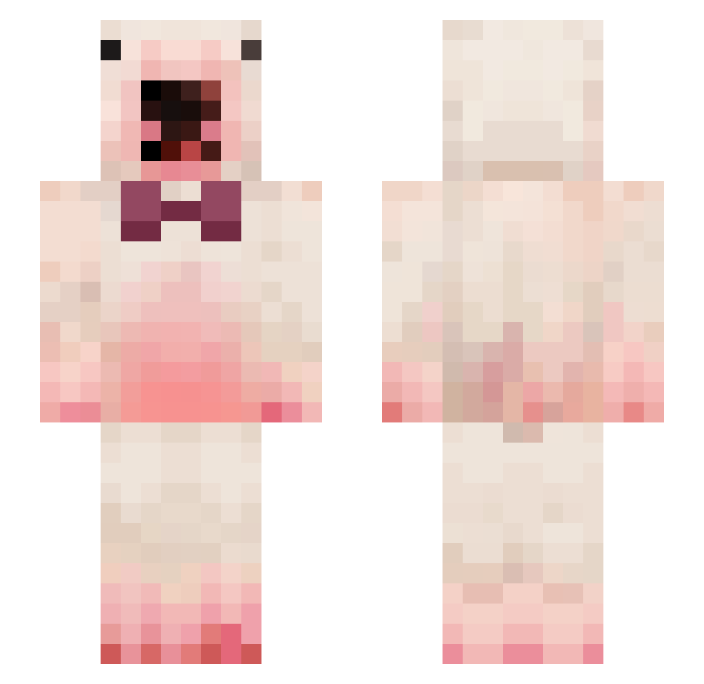 hugecharhan Minecraft skin, front and back view