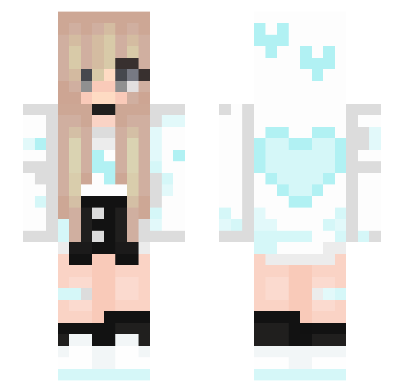 PtitSoleil Minecraft skin, front and back view