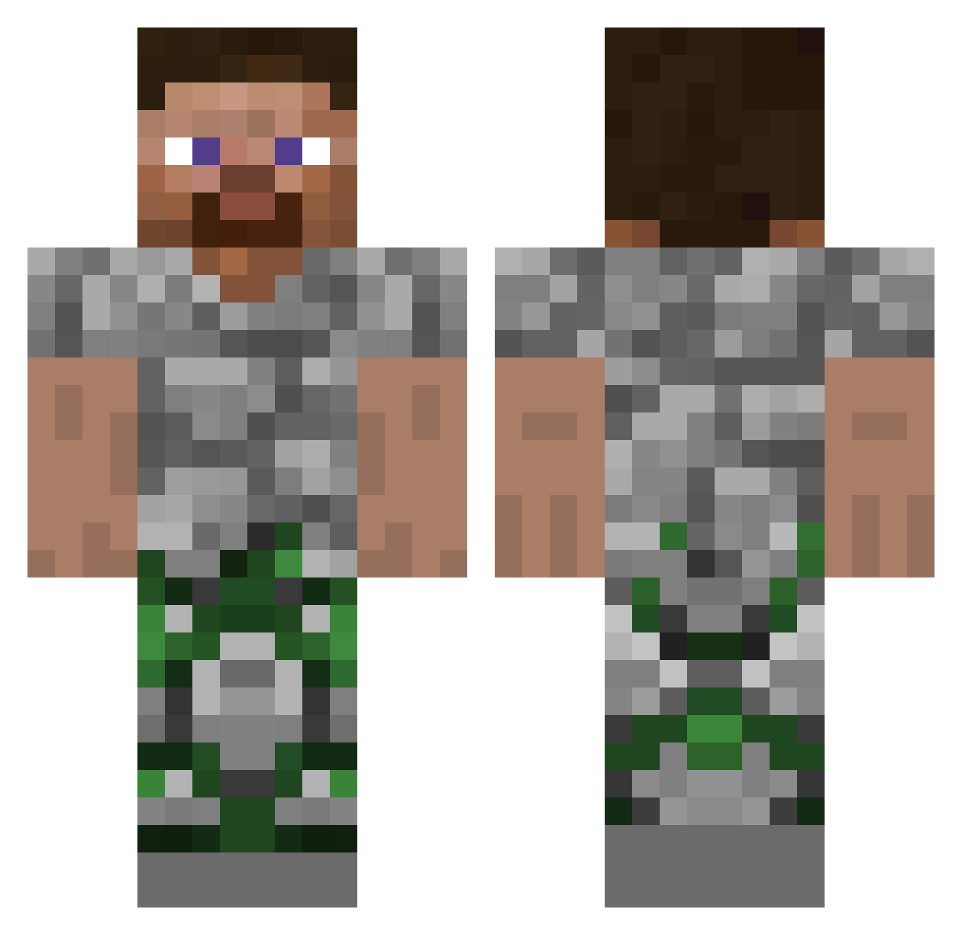 stoobid Minecraft skin, front and back view