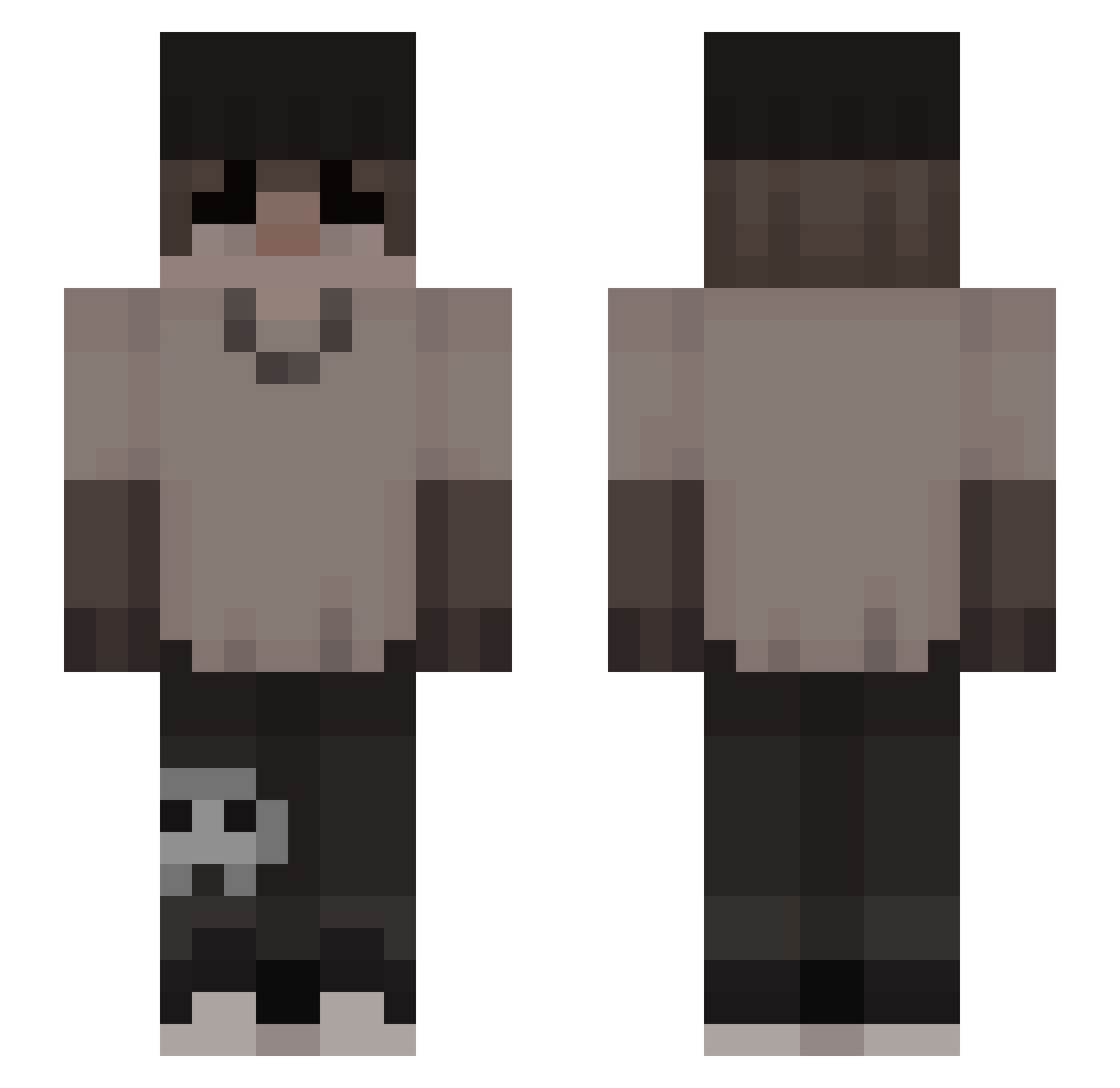 xYagi Minecraft skin, front and back view