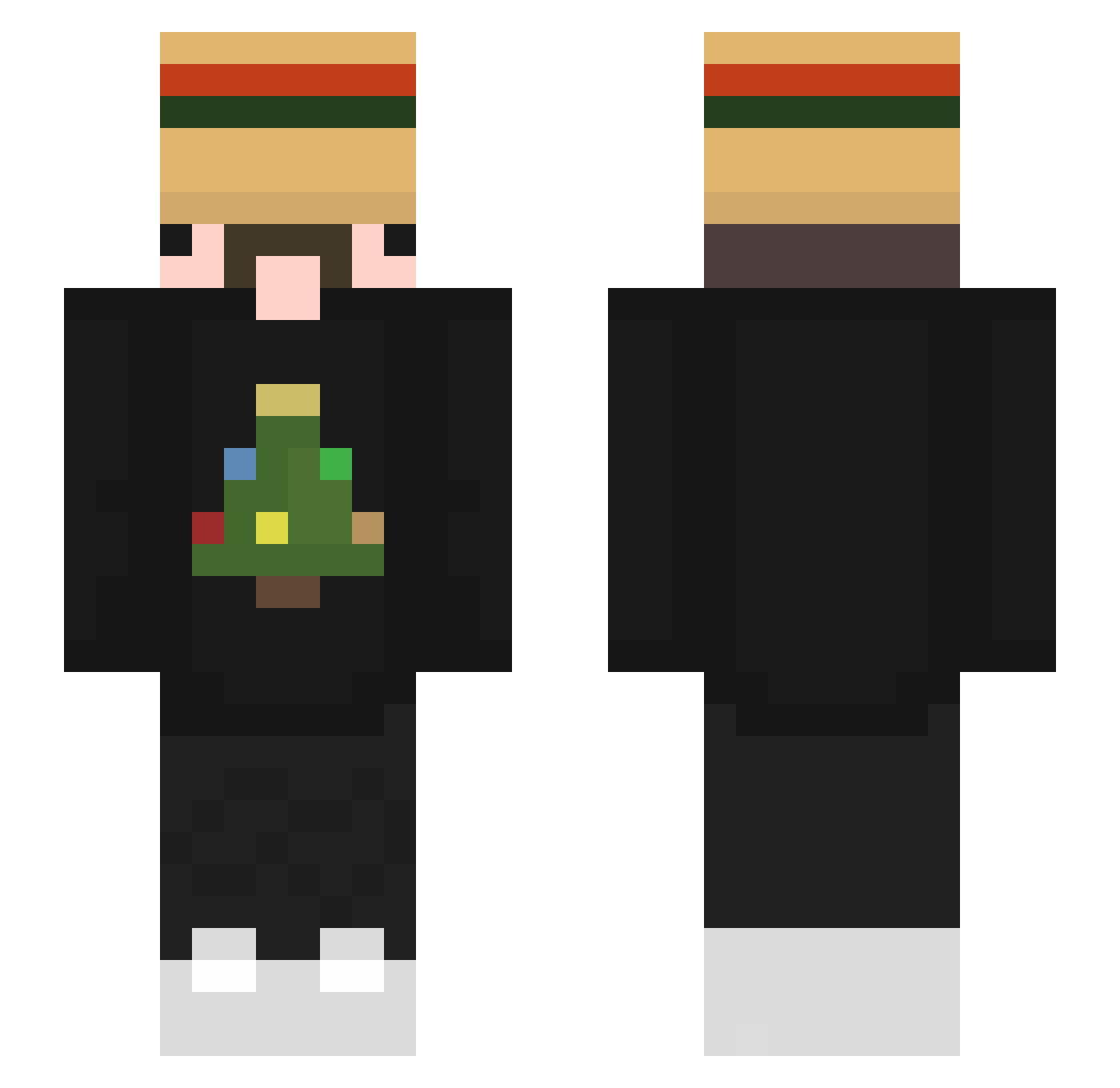 Spxts Minecraft skin, front and back view