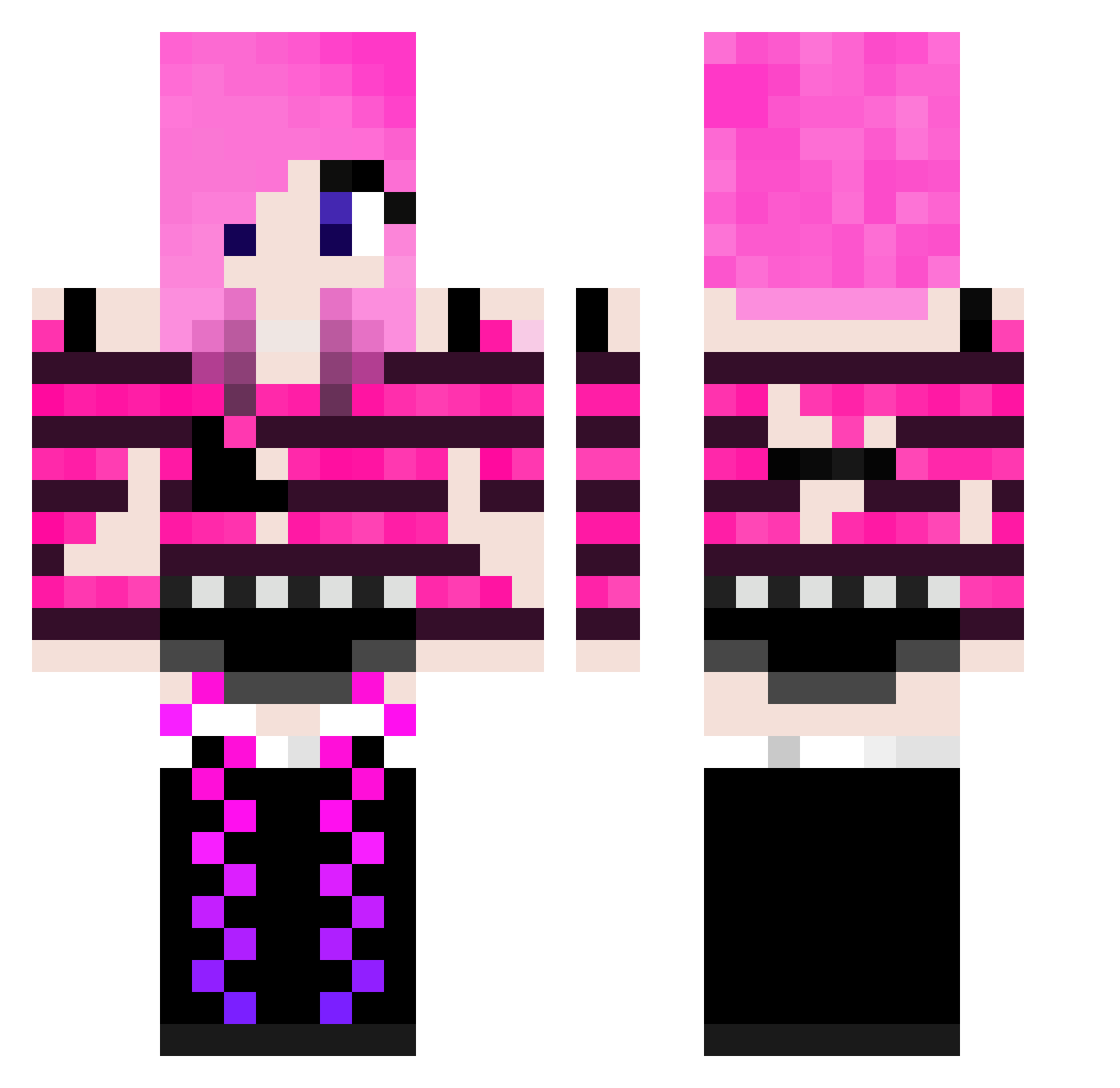 FurretChan Minecraft skin, front and back view