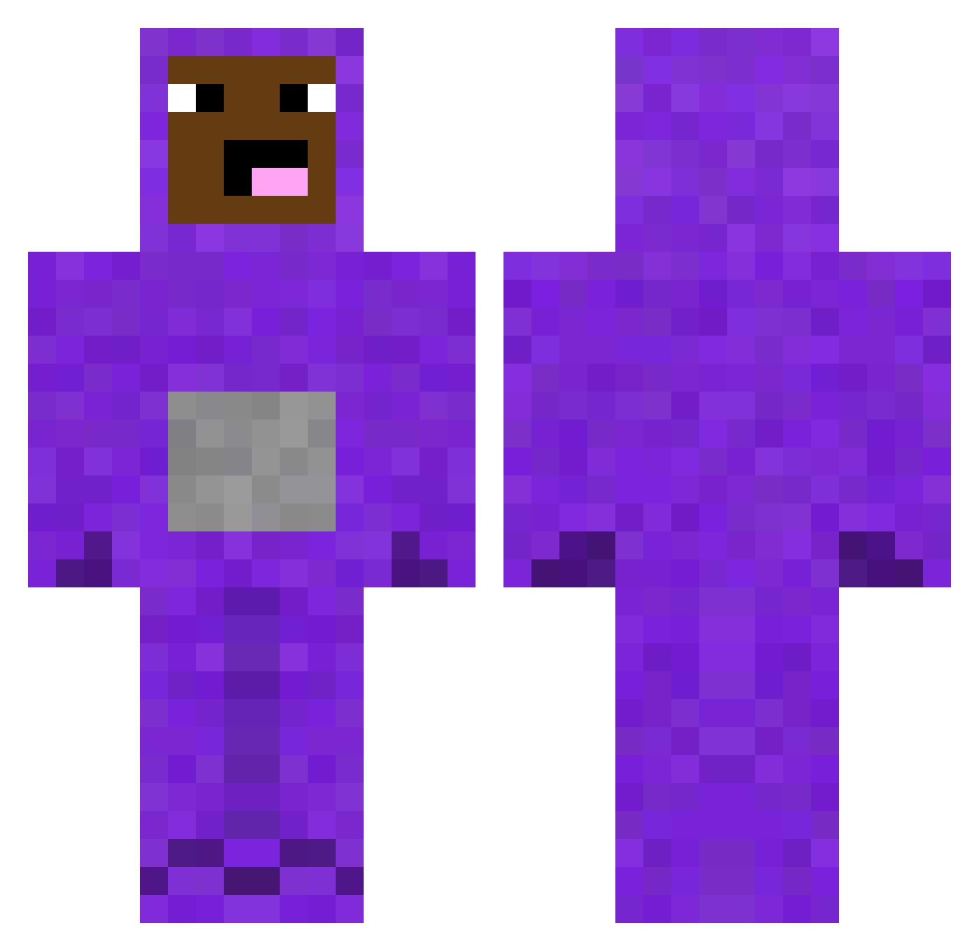 Minacious Minecraft skin, front and back view