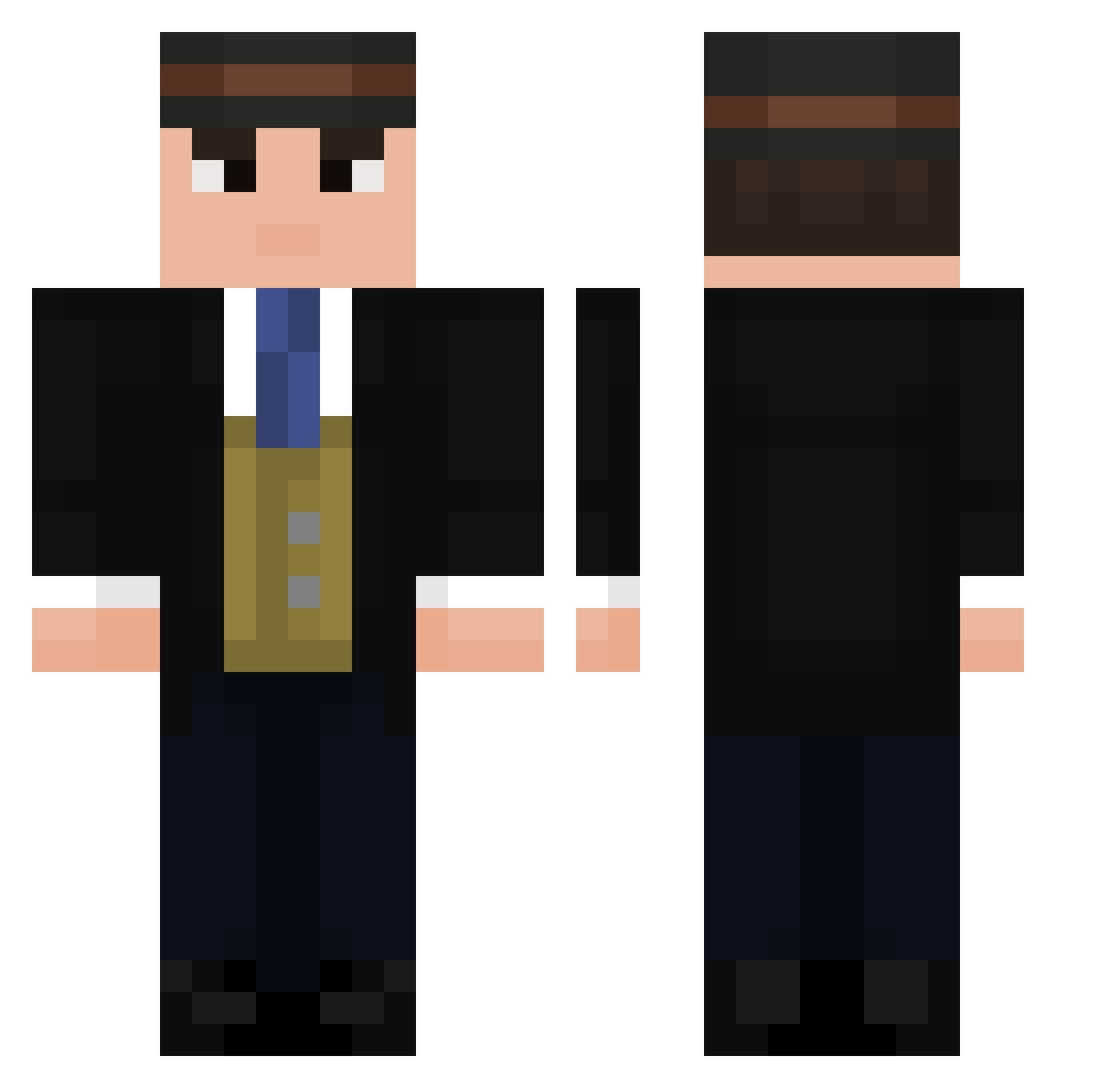CorniestCafe Minecraft skin, front and back view