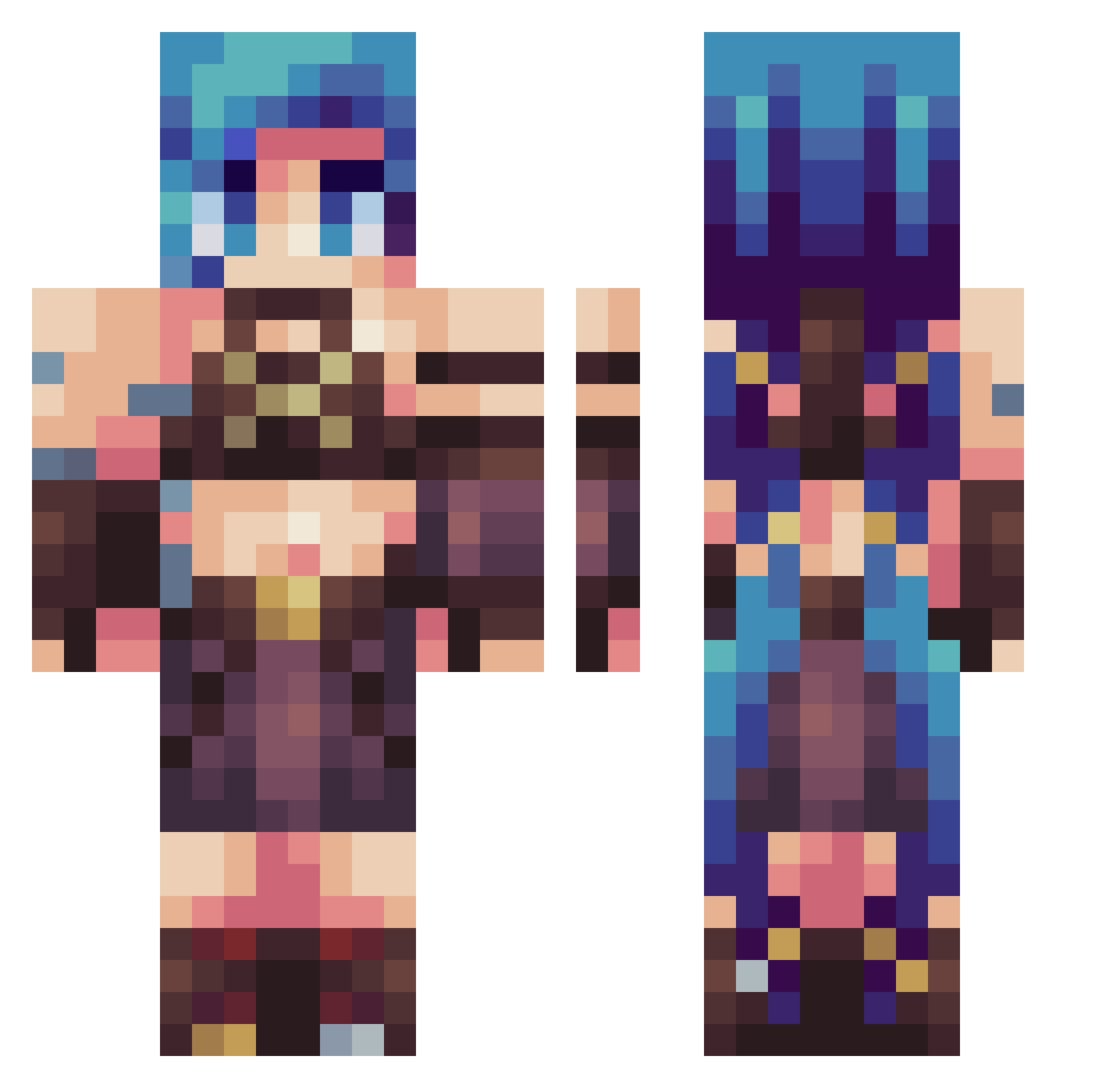 Kerett Minecraft skin, front and back view