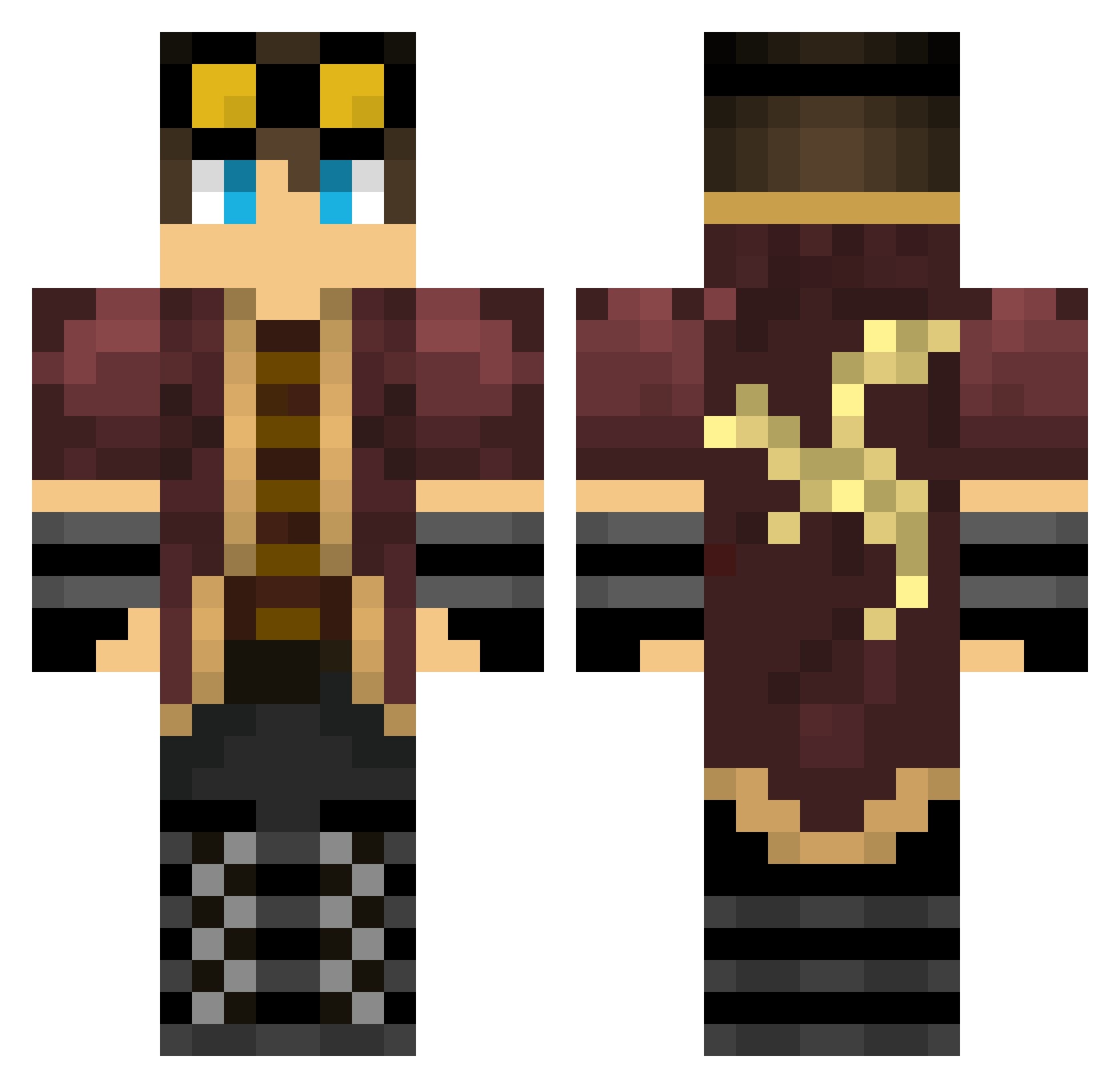 Throttles Minecraft skin, front and back view