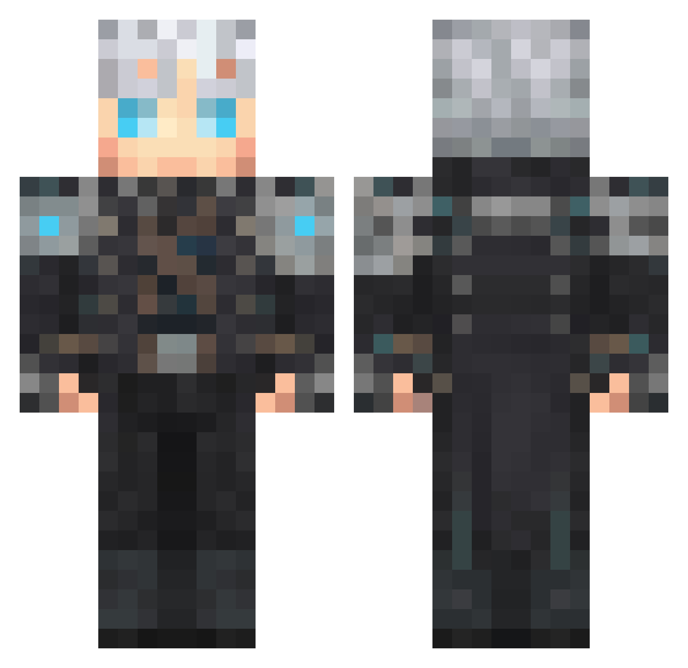 Xenox_1 Minecraft skin, front and back view