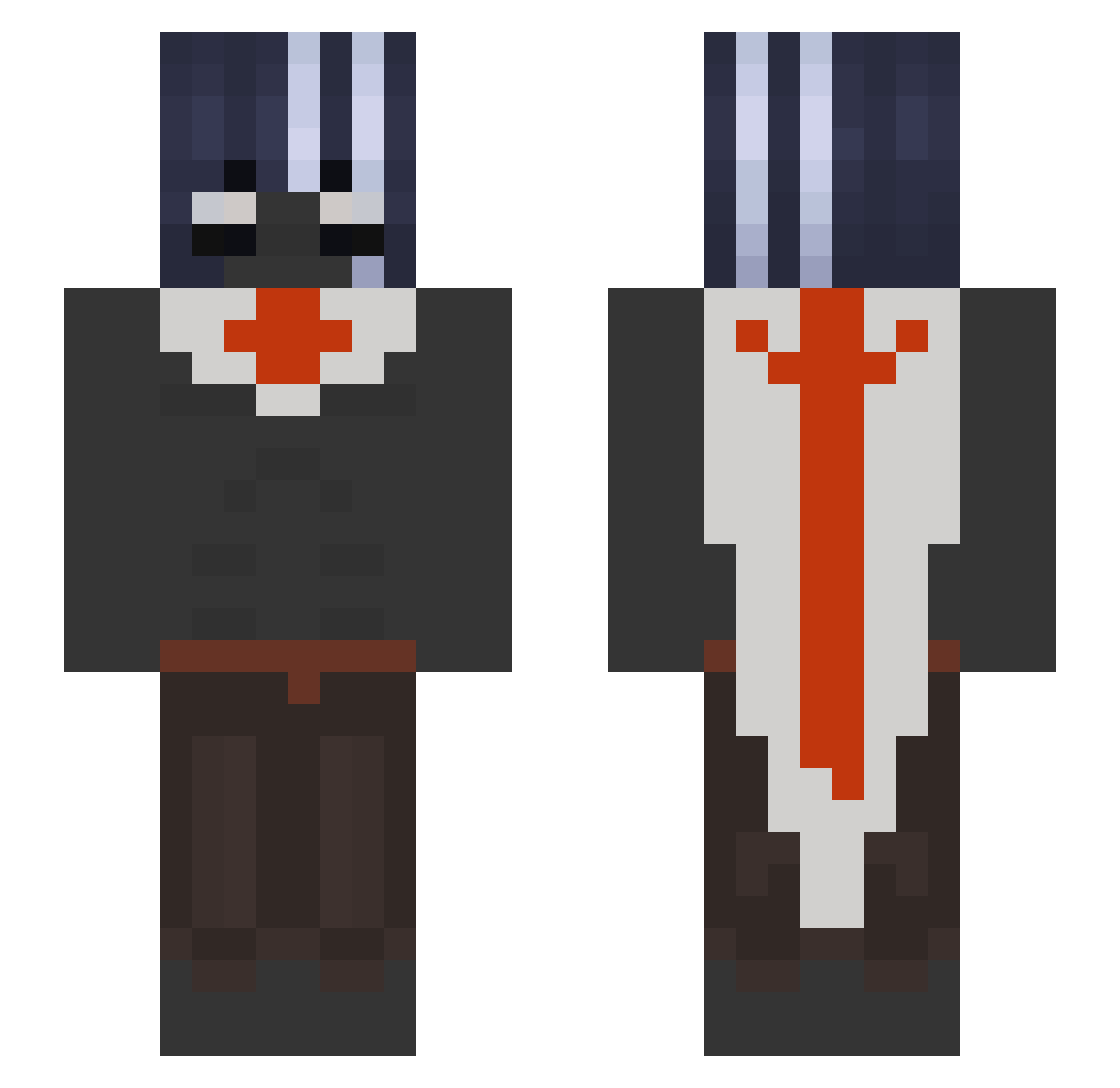 Gaandon Minecraft skin, front and back view