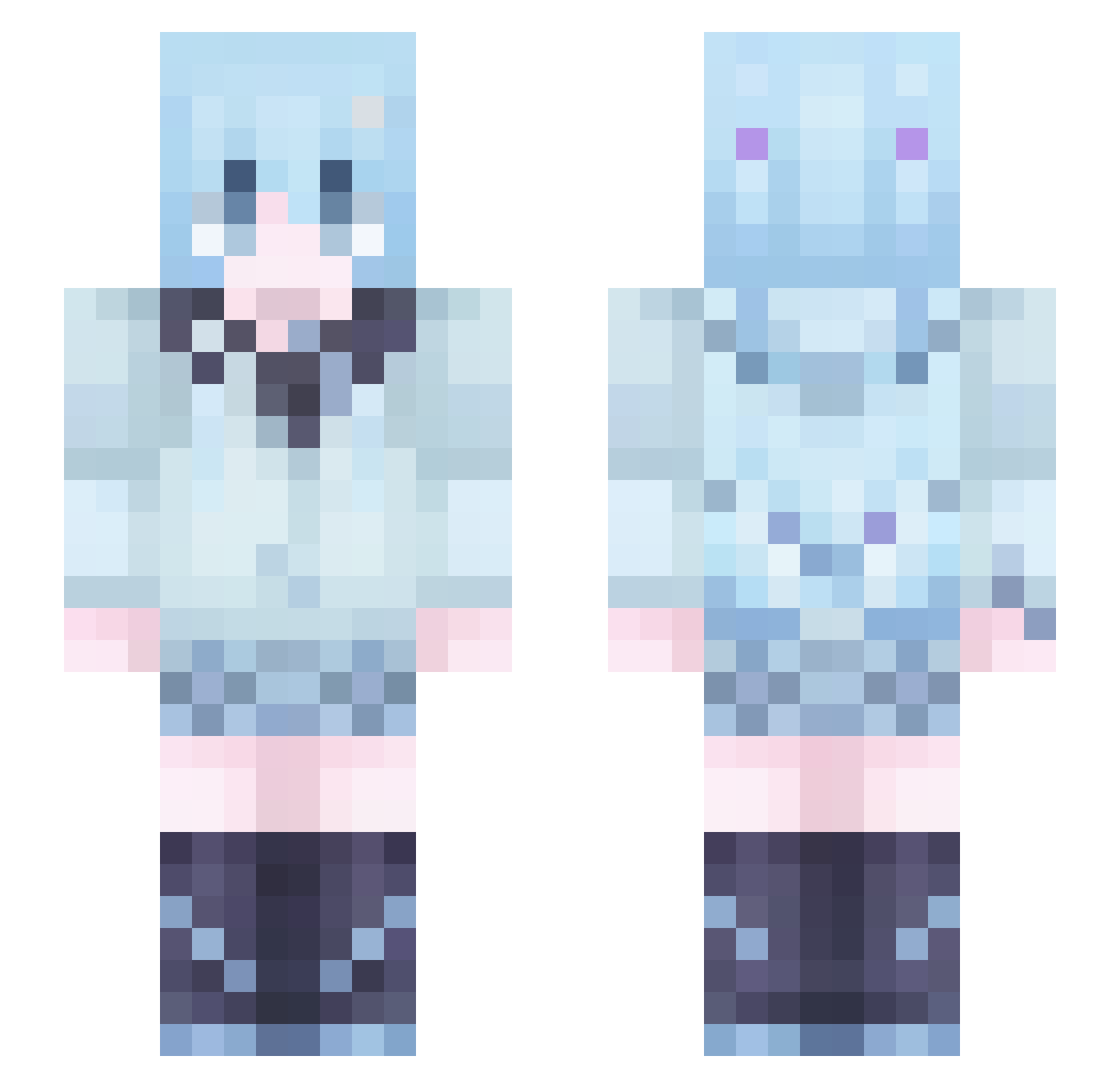 MingawaQ Minecraft skin, front and back view