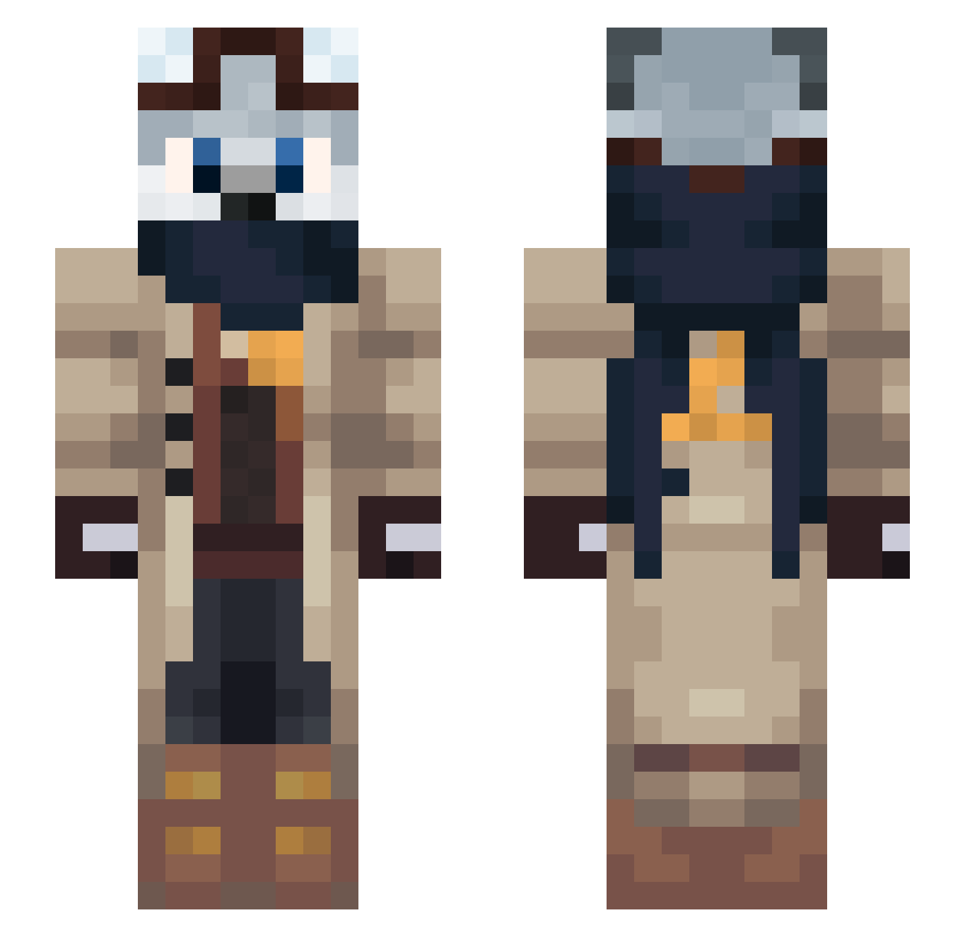 GreyTheBlizzard Minecraft skin, front and back view