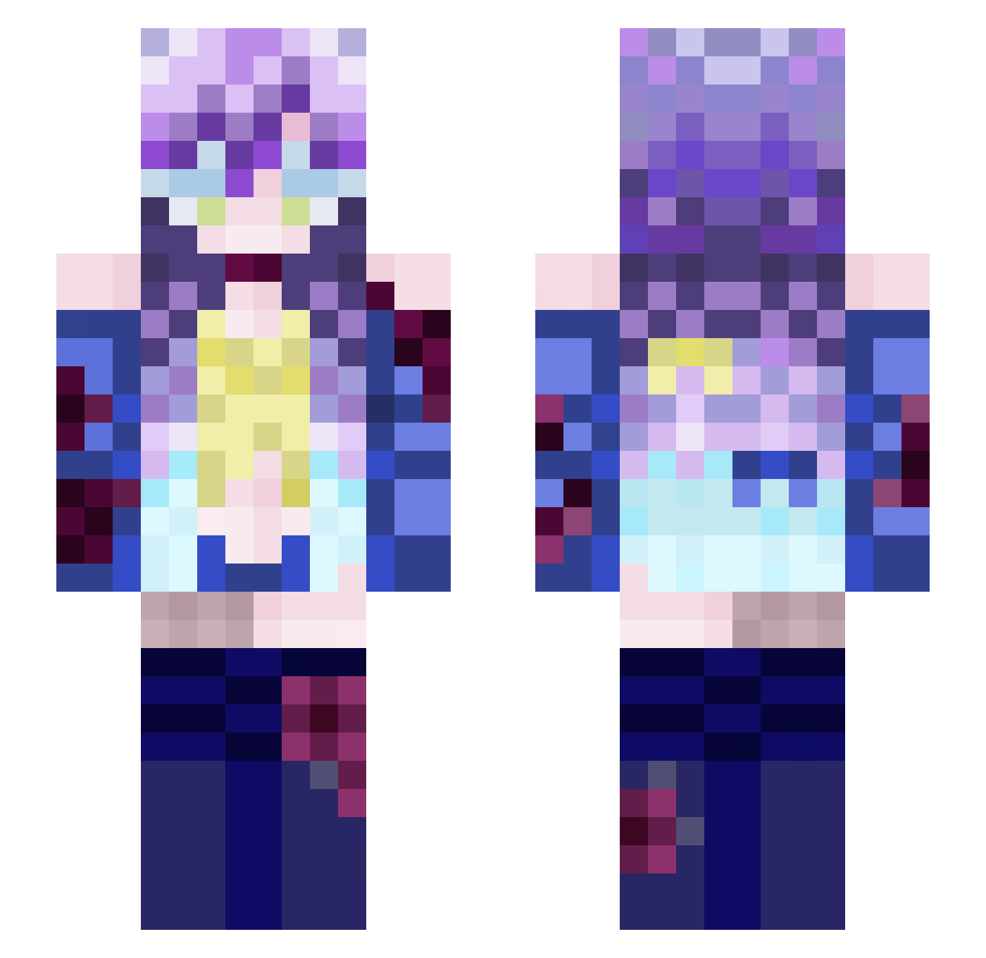 Vulpbellhrr Minecraft skin, front and back view