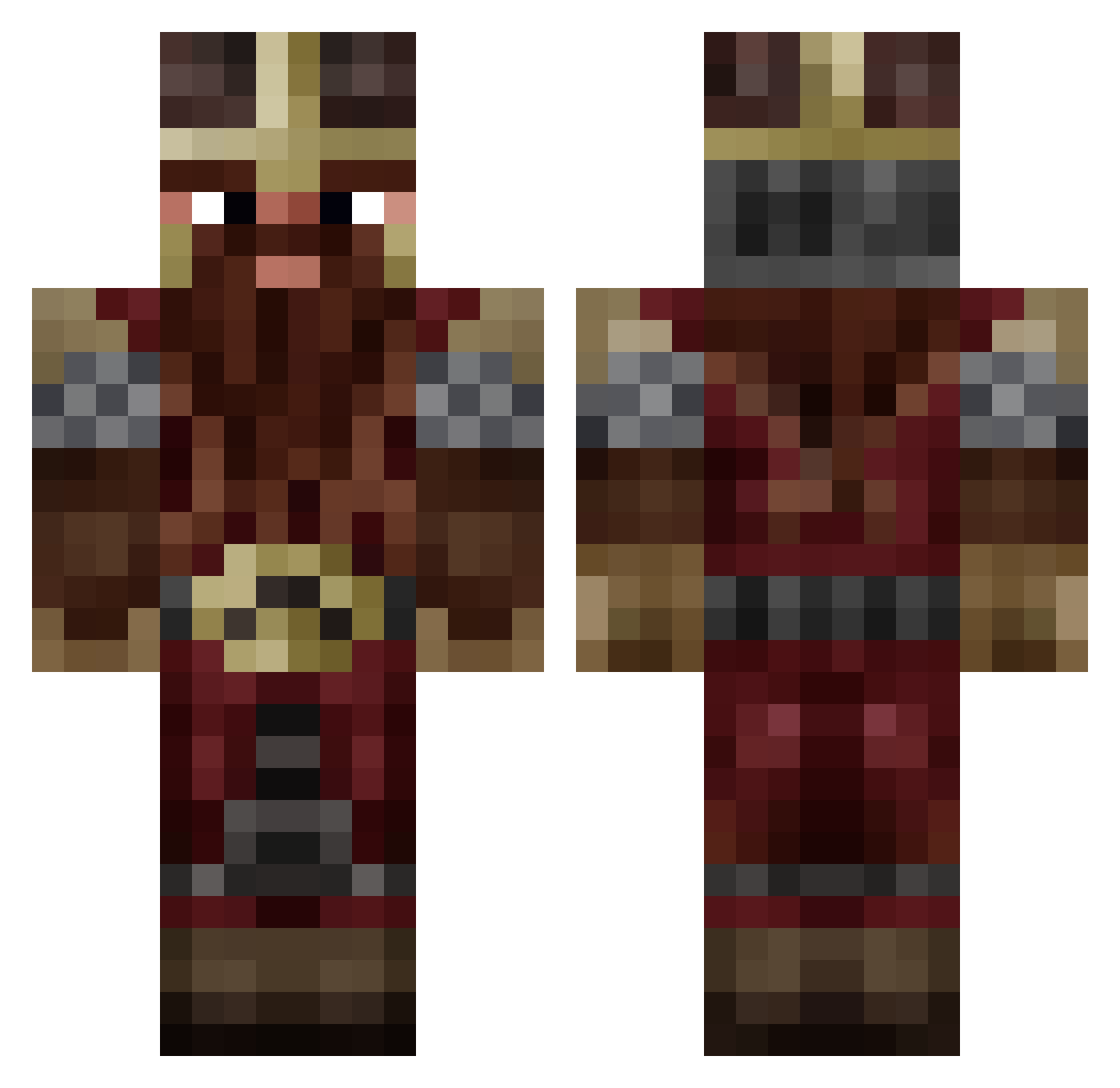 Serfgon Minecraft skin, front and back view