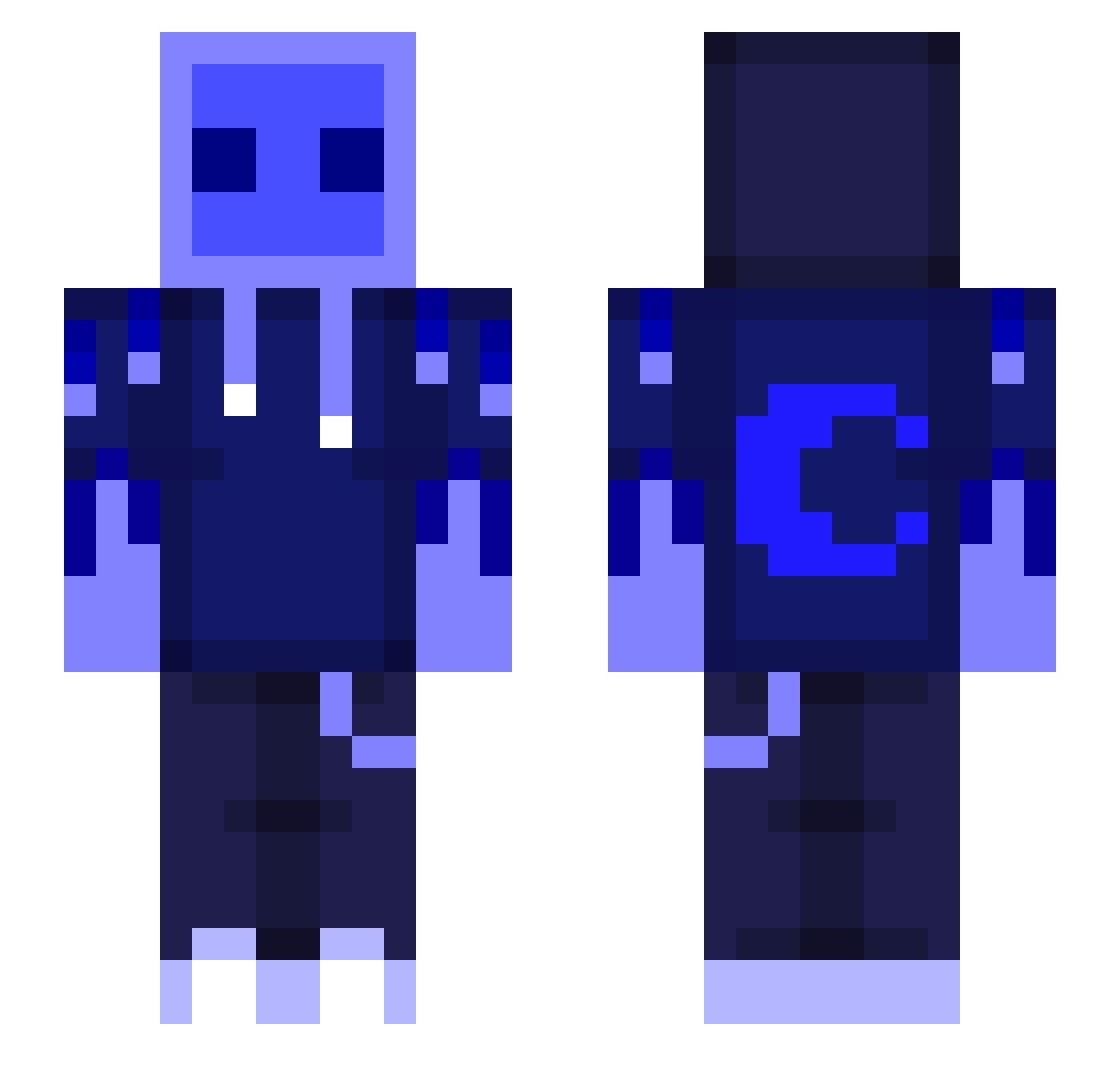 UnFrozty Minecraft skin, front and back view